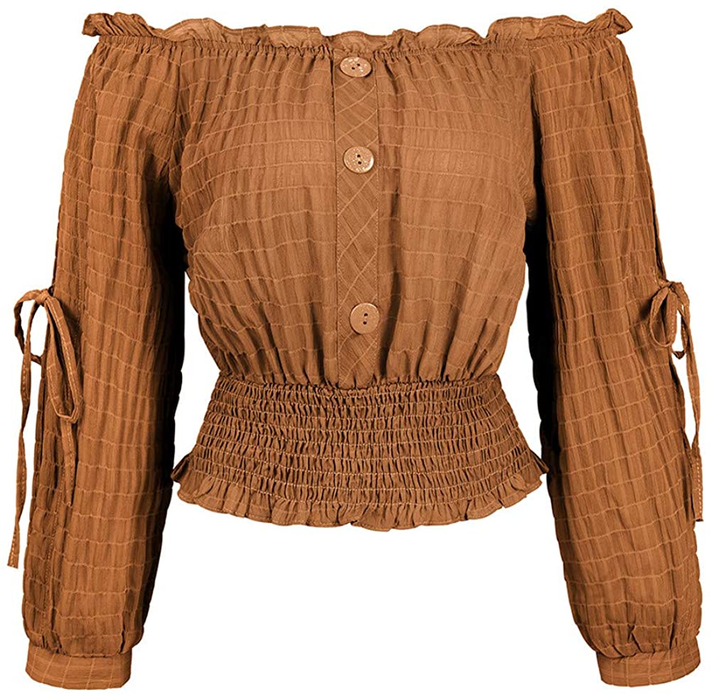 Womens Sexy Deep Neck Tops Long Sleeve Renaissance Pirate Shirt Gothic  Peasant Solid Ruched Corset Top Blouse 
