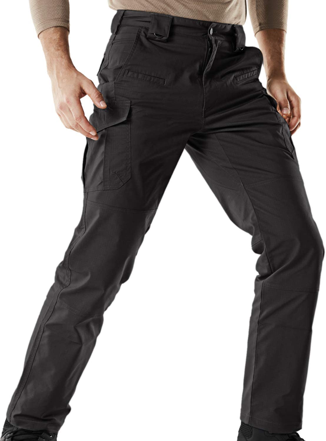 Water Resistant Stretch Cargo Pants CQR Men's Flex Ripstop Tactical Pants Lightweight EDC Hiking Work Pants 