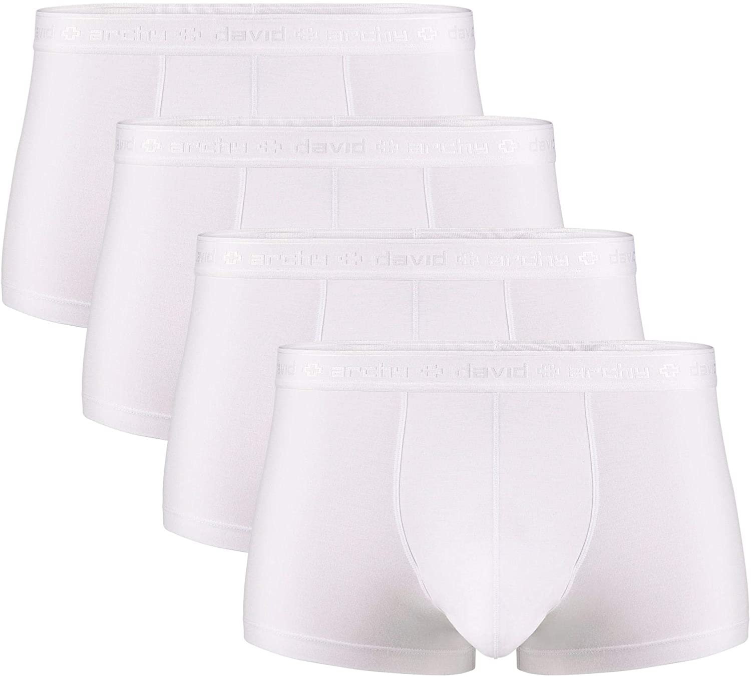 DAVID ARCHY Mens Dual Pouch Underwear Micro Modal Trunks Separate Pouches with Fly 4 Pack 