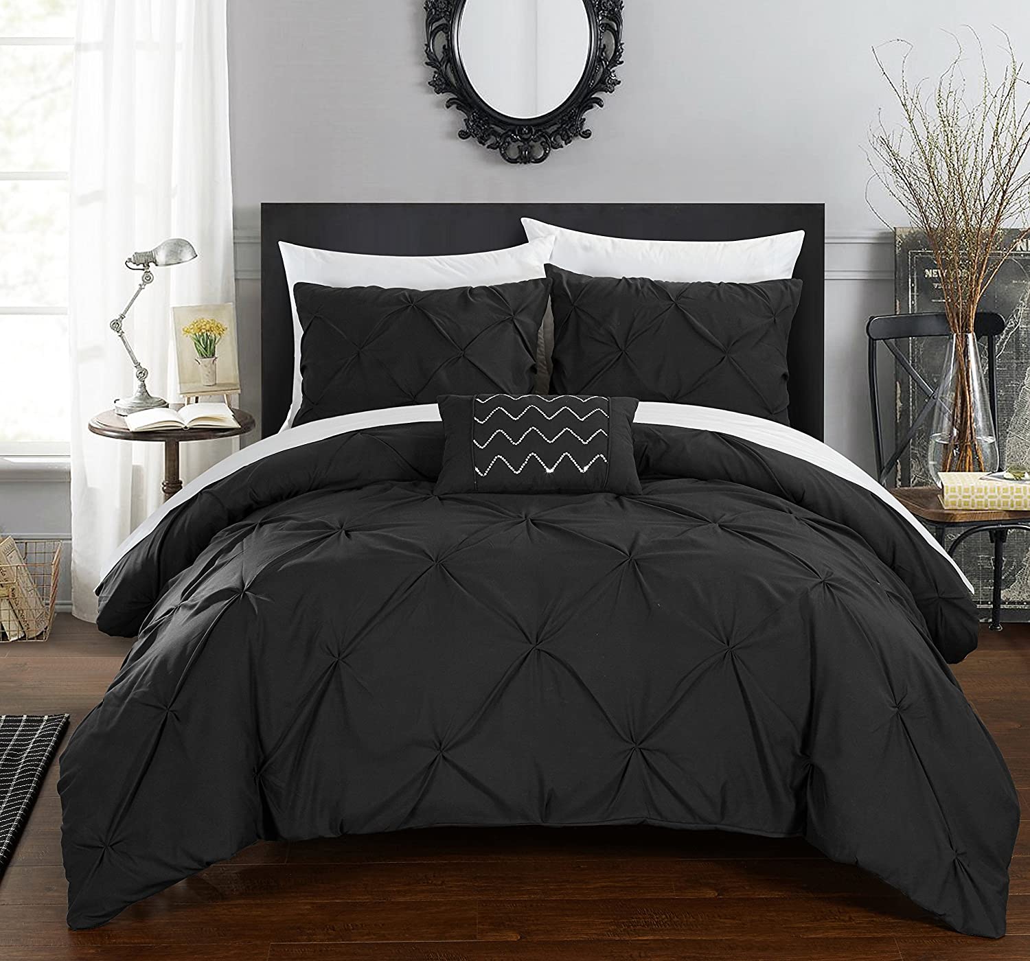 Chic Home 10 Piece Hannah Pinch Pleated, ruffled and pleated complete Queen  Bed eBay