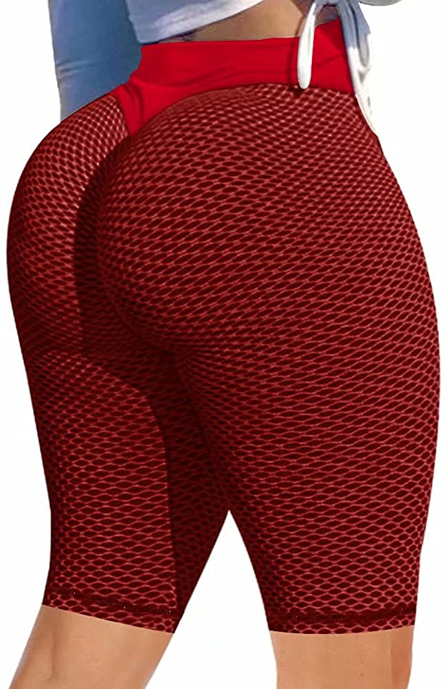 Olgaa Butt Lifting Shorts for Women Yoga Running Shorts High Waist Drawstring Ruched Cycling Sports Casual Pants 