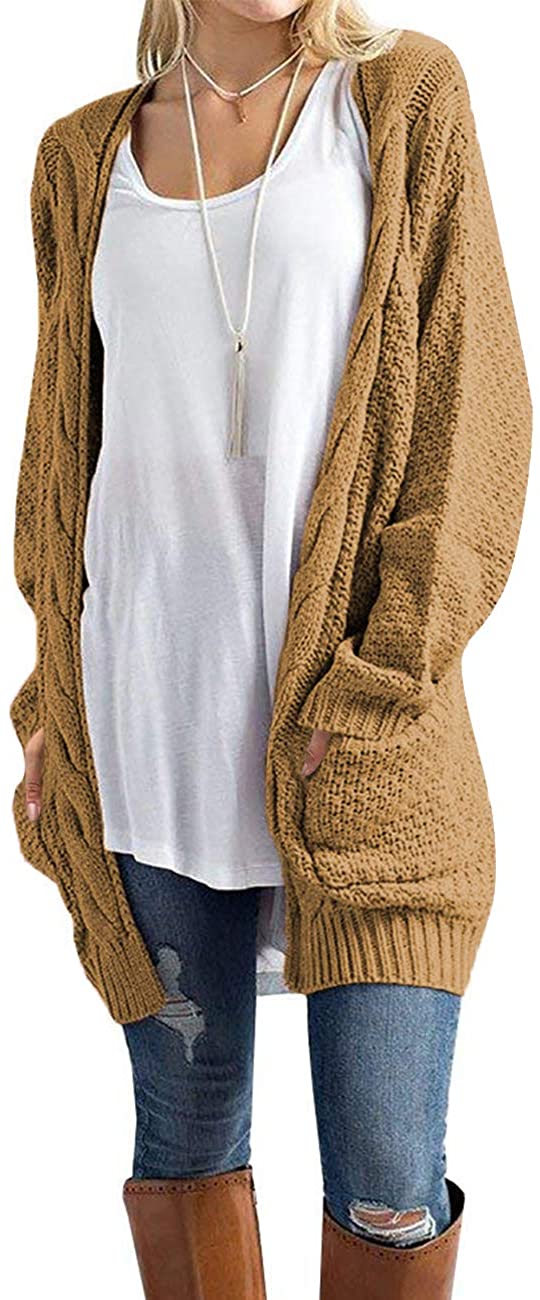 Traleubie Women's Open Front Long Sleeve Boho Boyfriend Knit Chunky Cardigan  Swe | eBay