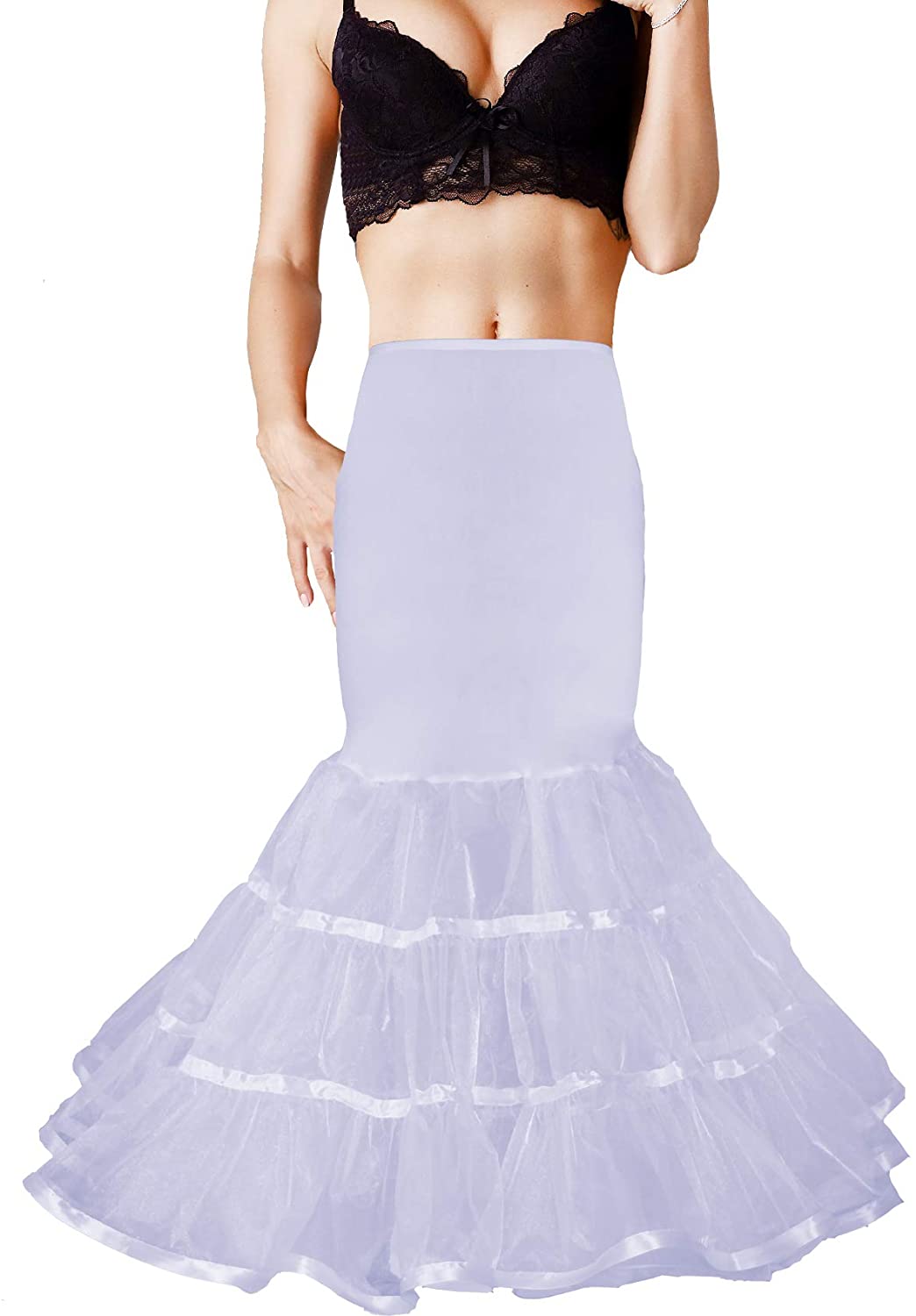 GRACE KARIN Womens Mermaid Fishtail Crinoline Petticoat Floor Length Wedding Underskirt