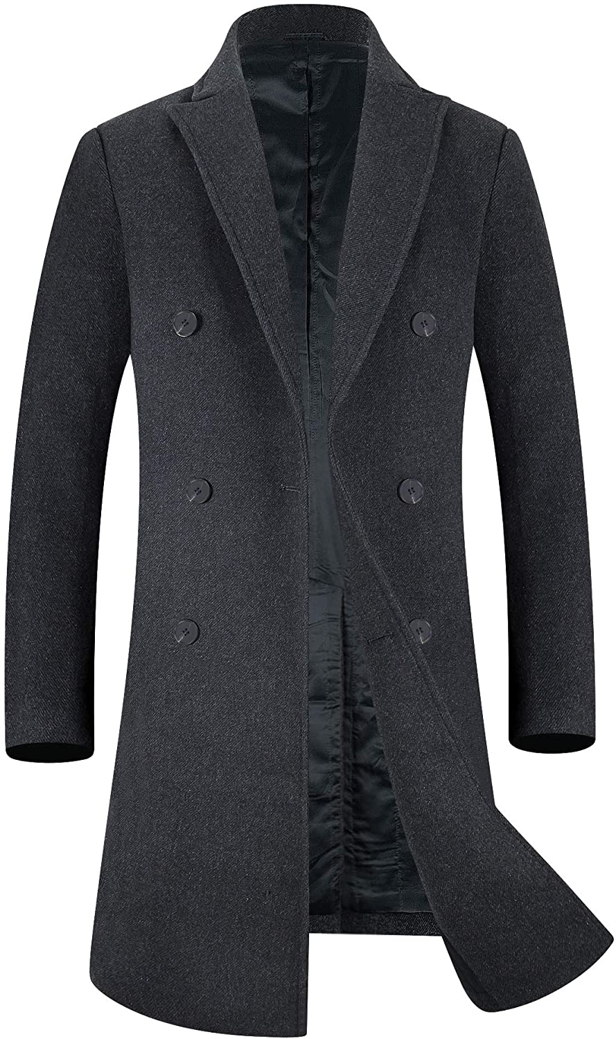 Men's Trench Coat 80% Wool Content French Long Jacket Winter Business ...