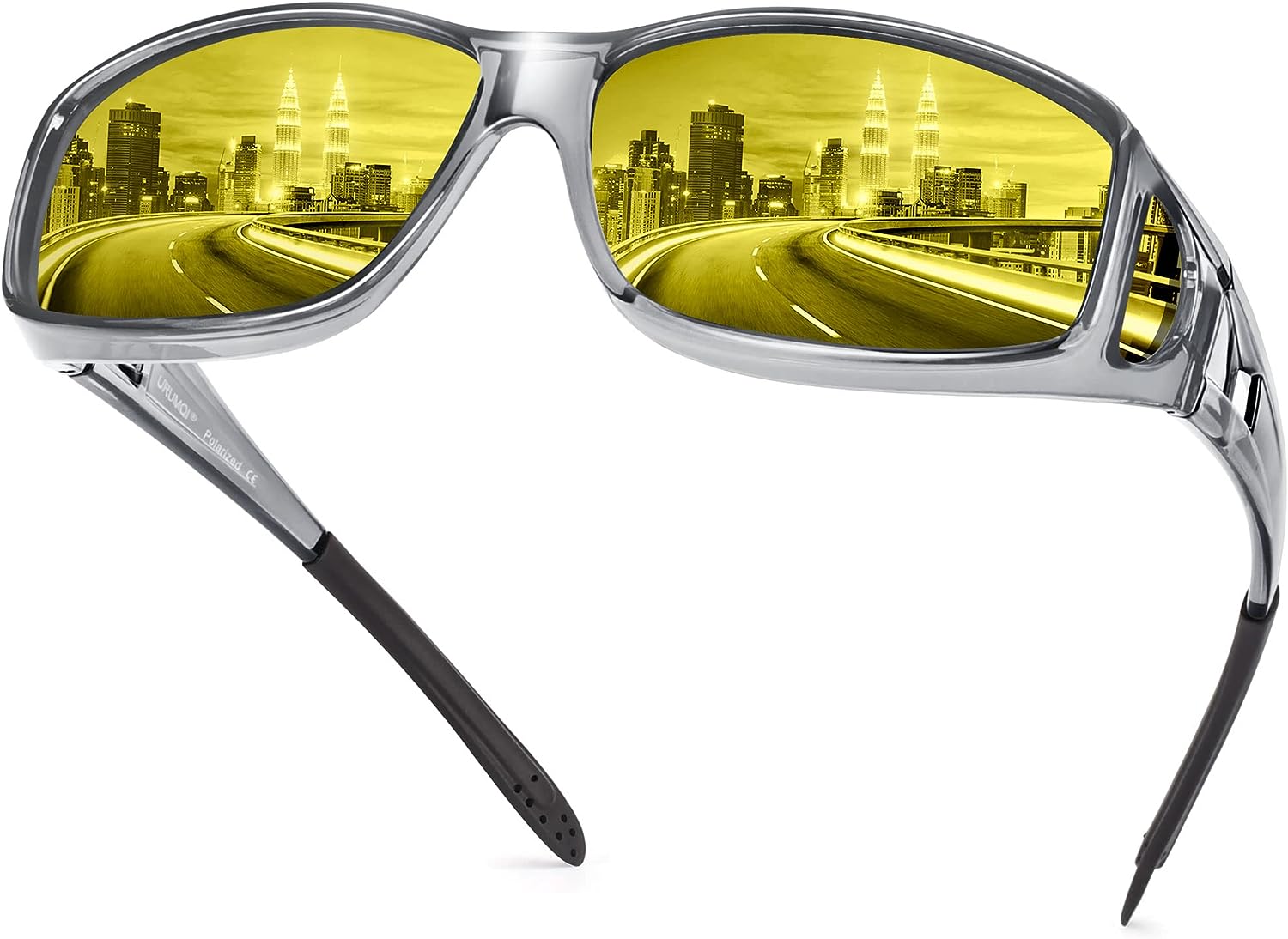 URUMQI Night Vision Driving Glasses Fit Over Glasses for Men Women