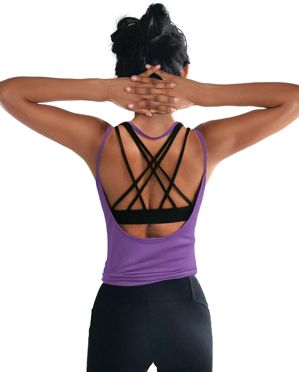 OYANUS Womens Summer Workout Tops Sexy Backless Yoga Shirts Open Back  Activewear Running Sports Gym Quick Dry Tank Tops