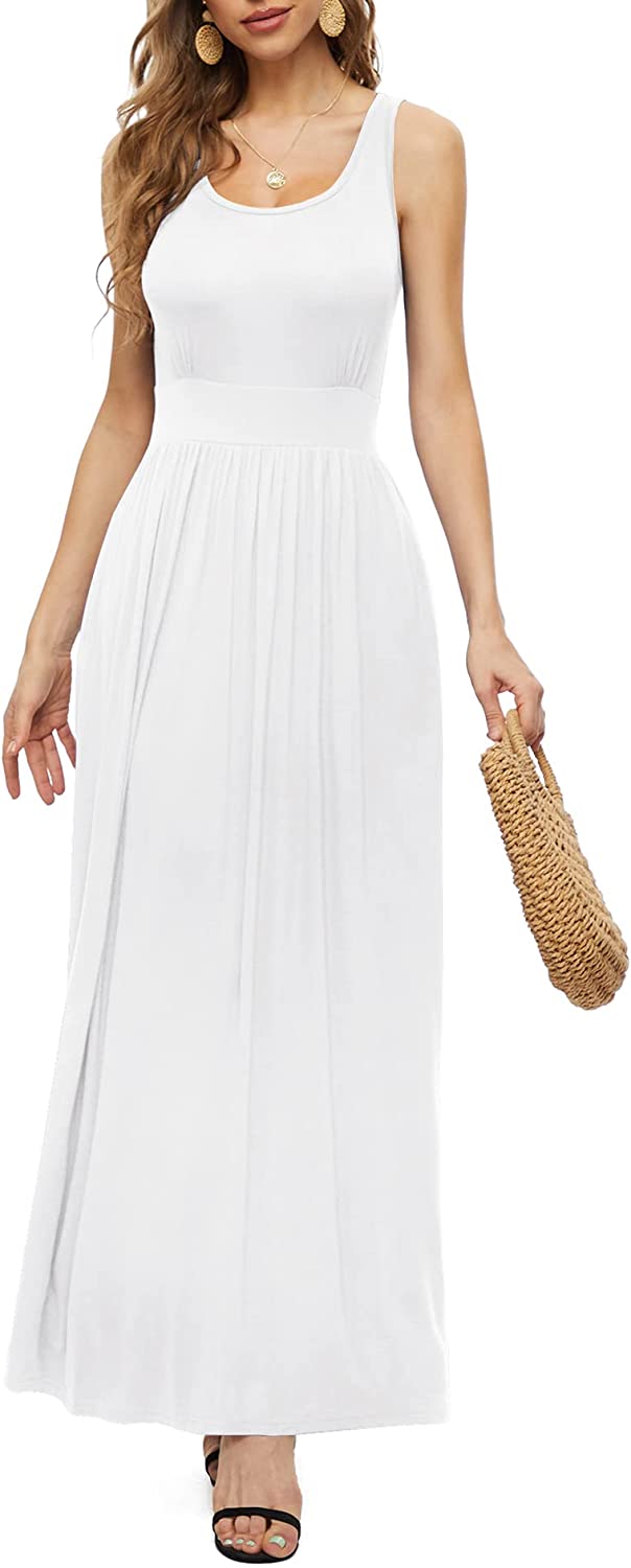 LILBETTER Women's Sleeveless Maxi Dresses Empire Waist Casual Long Dresses  with | eBay