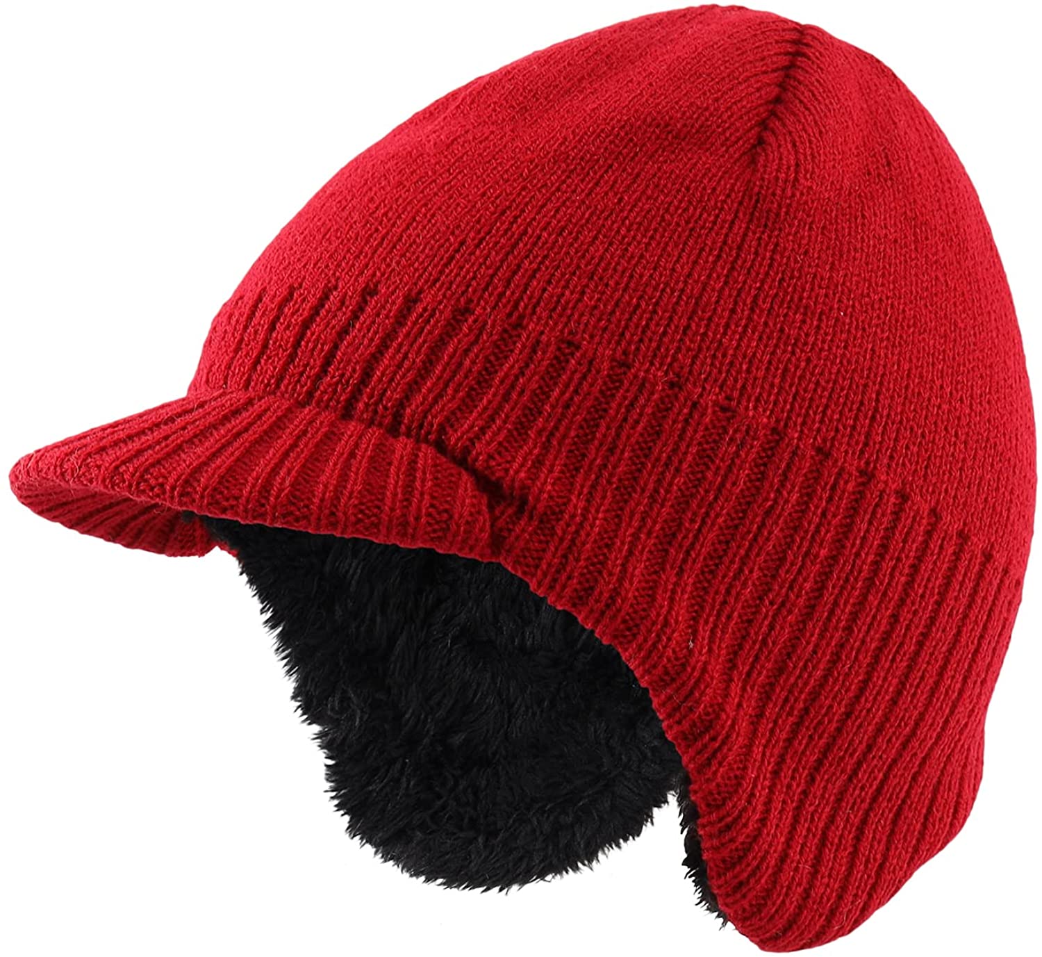 Home Prefer Toddler Boys Winter Hat Fuzzy Knitted Kids Hat Visor Earflaps Hat 