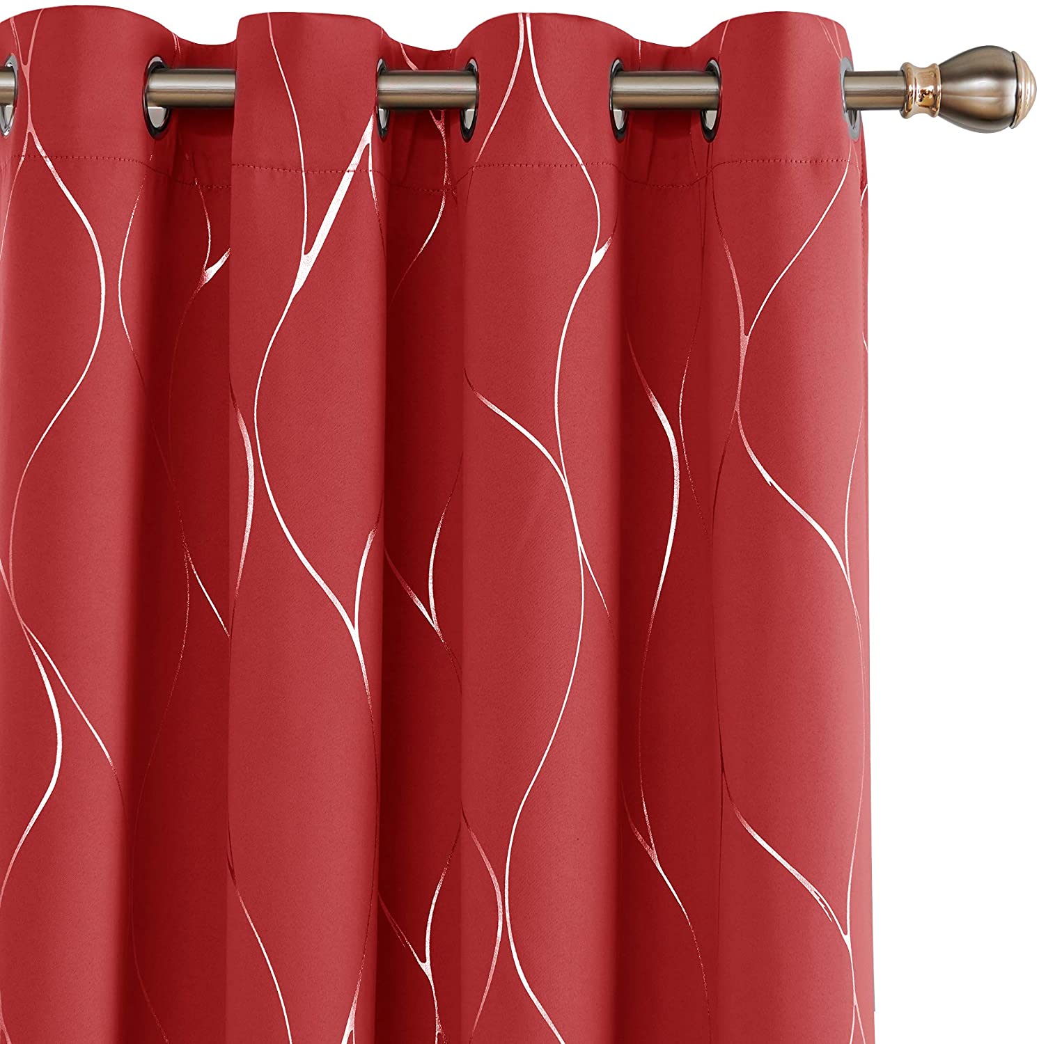 Deconovo Grommet Top Blackout Curtains Foil Wave Printed Grommet