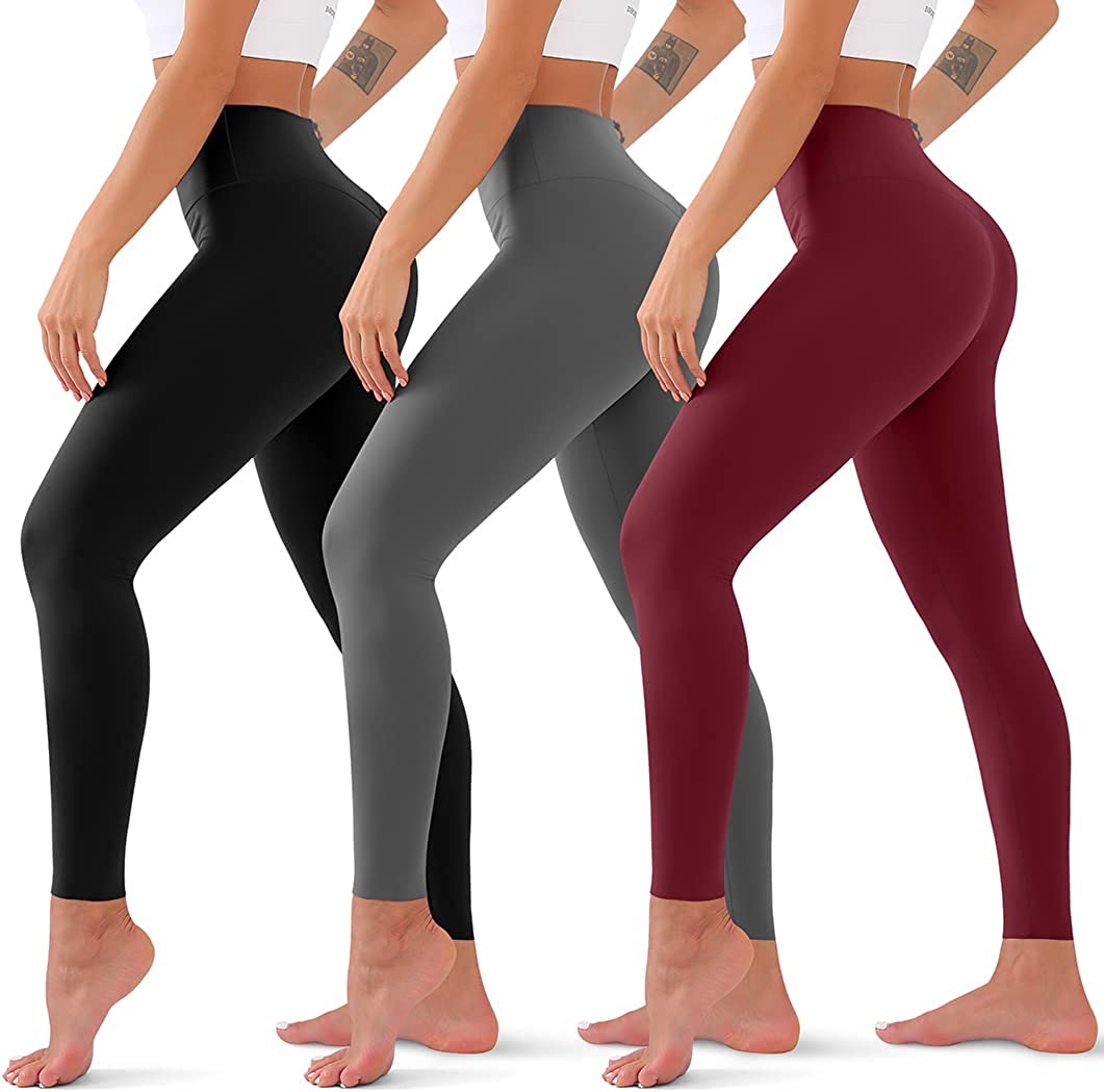 Pacote com 3 Legging Cintura Alta para as mulheres não ver através de  calças de Yoga Barriga Controle L | eBay