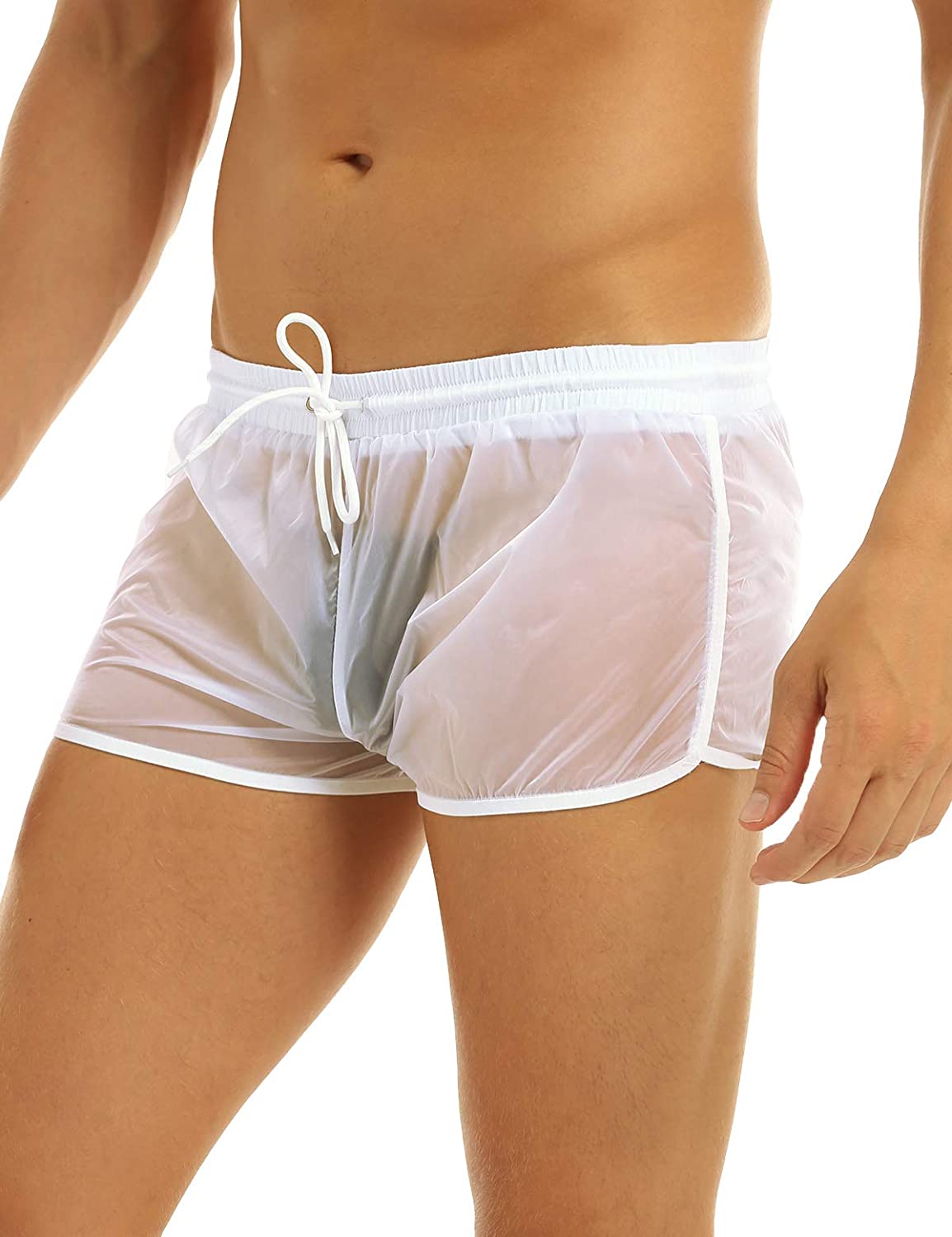 Chictry Mens Translucent Drawstring Boxer Briefs Shorts Breathable