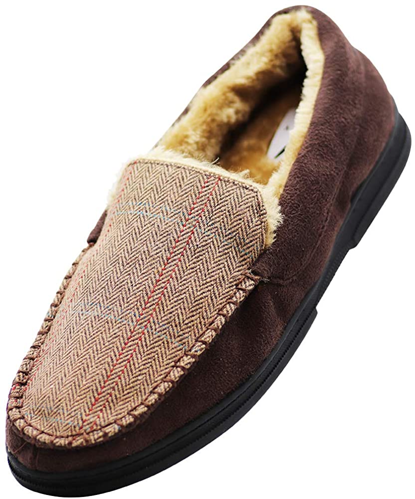Memory Foam NORTY Moccasin Slippers for Men Extra Warm Microsuede or Twill 