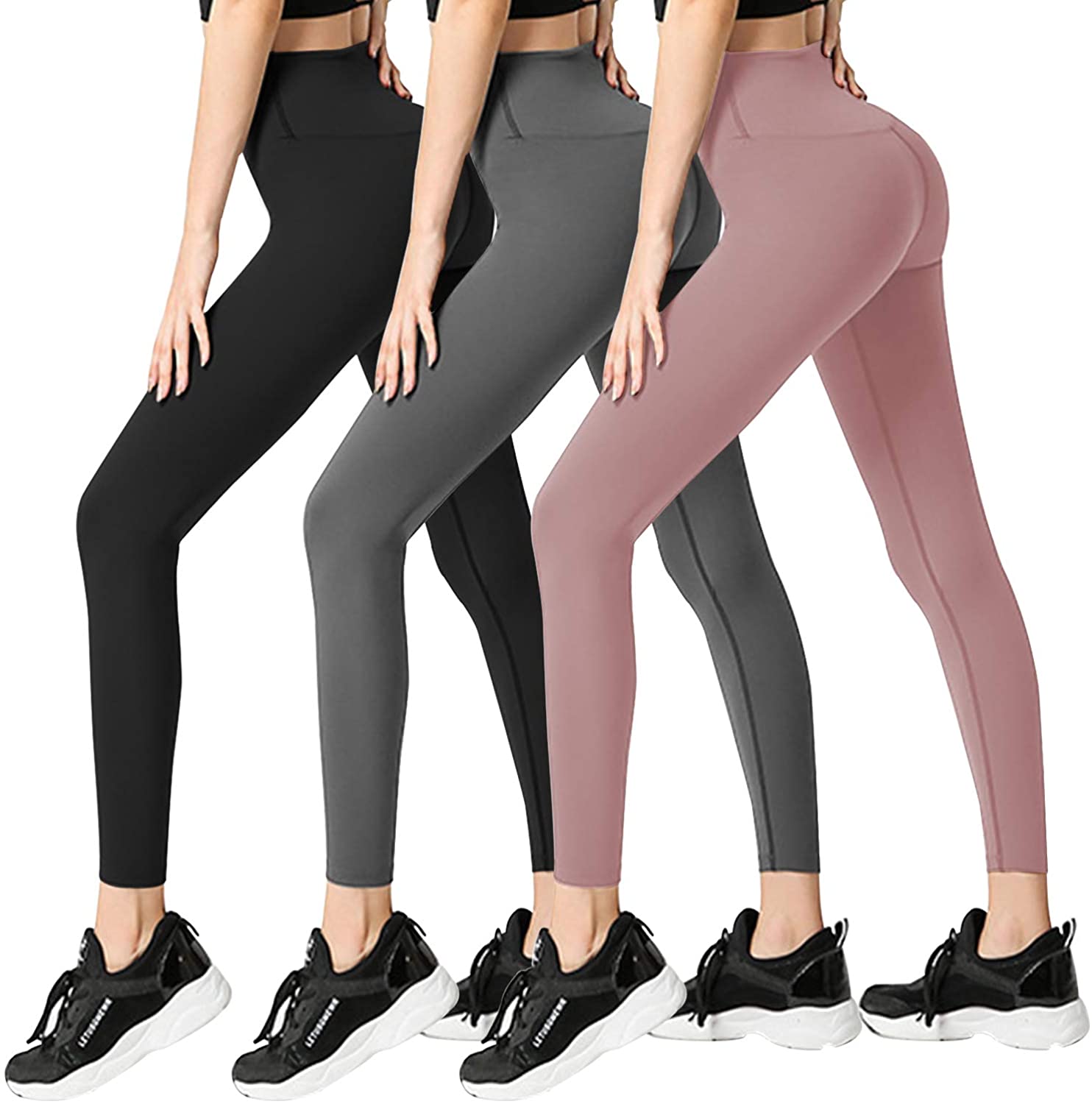 3 Pack Womens Leggings-No See-Through High Waisted Tummy Control Yoga Pants  Work