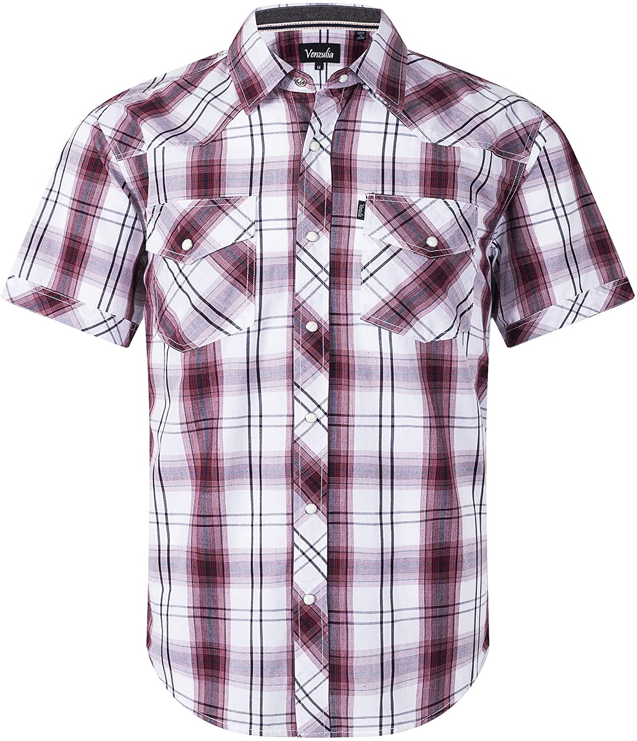 Men's Western Snap Casual Shirt Two Pocket Short Sleeve Shirt