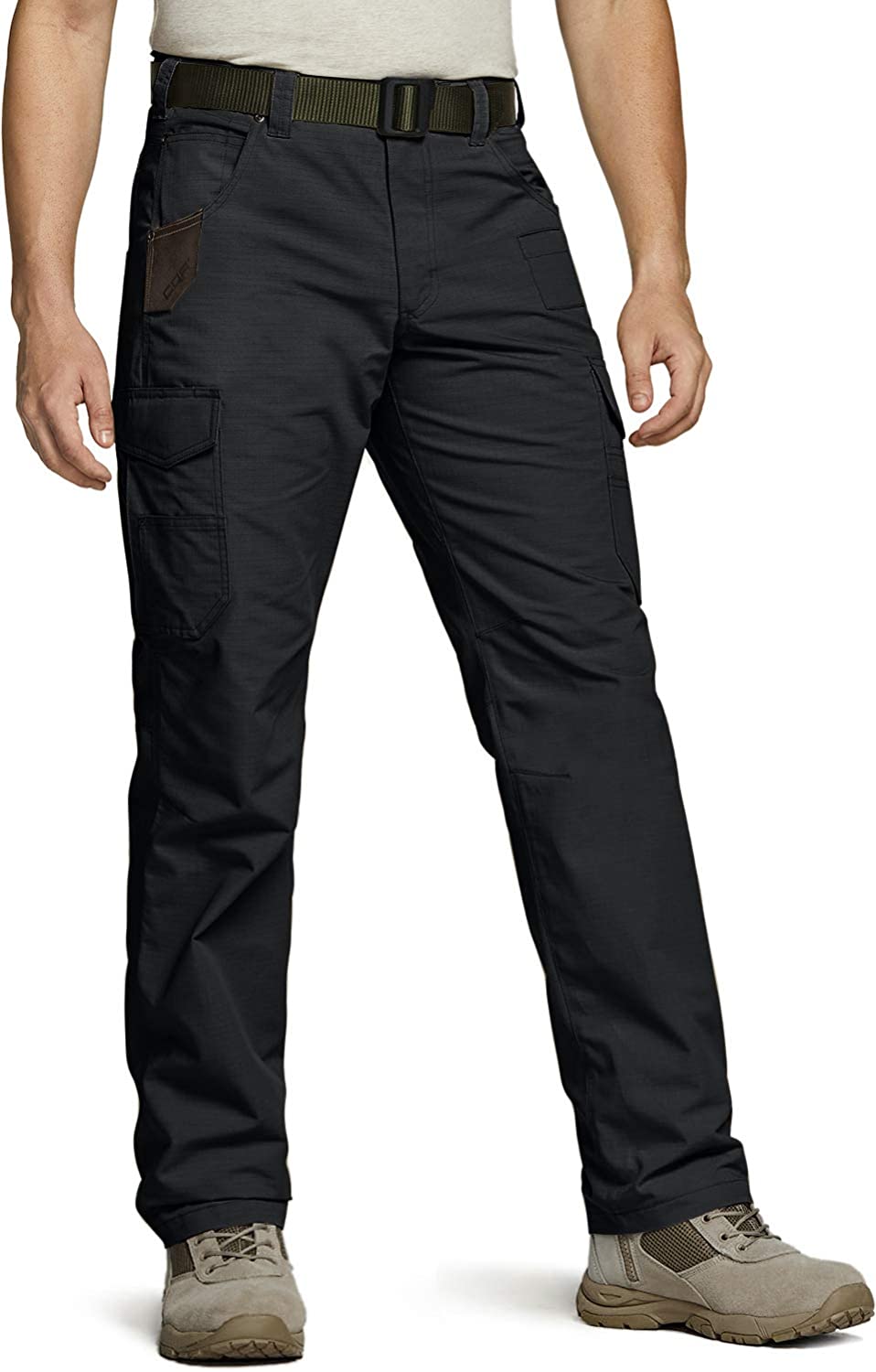 CQR Men's Flex Ripstop Work Pants Water Resistant Tactical Pants Outdoor Utility Operator EDC Cargo Pants 