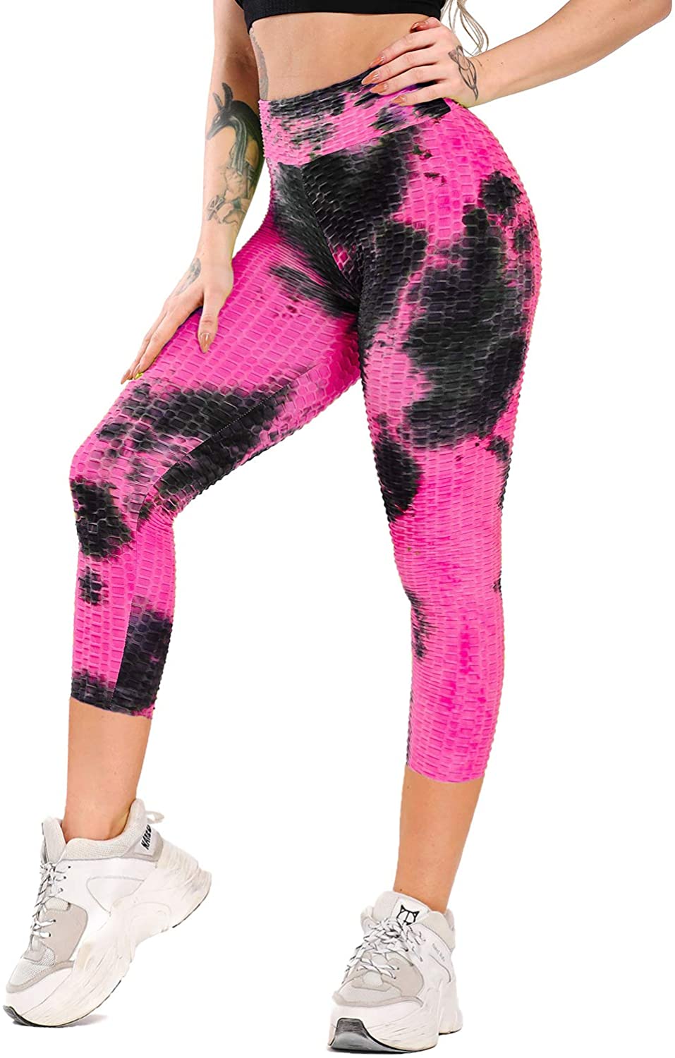 YUHAOTIN Yoga Pants for Women with Pockets High Waisted Women'S Tie Dyed  High Waist Fitness Pants Peach Lifting Yoga Pants Exercise Tights Cropped  Pants Pink Yoga Pants Black Leggings Tummy Control 