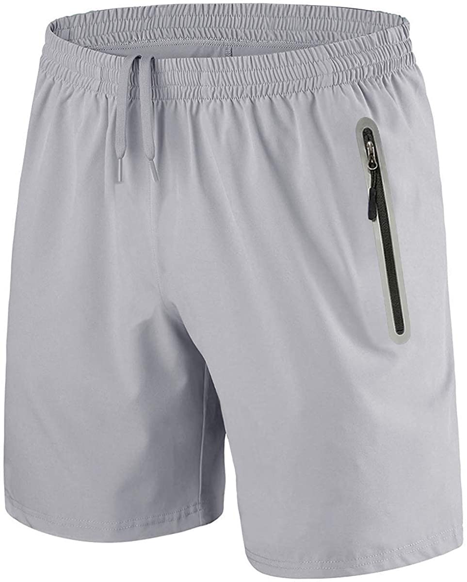 KEFITEVD Men's Casual Gym Fitness Shorts Cotton Cycling Yoga Running Short Pants with Zipper Pockets