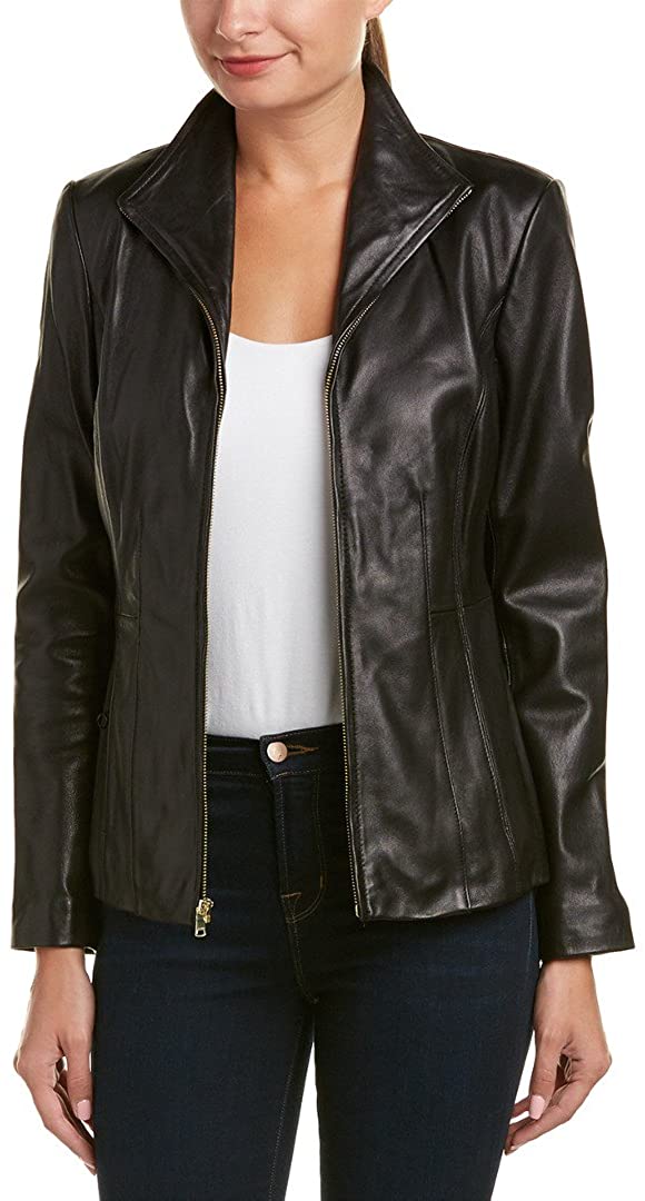 Cole Haan womens Leather Wing Collared Jacket | eBay