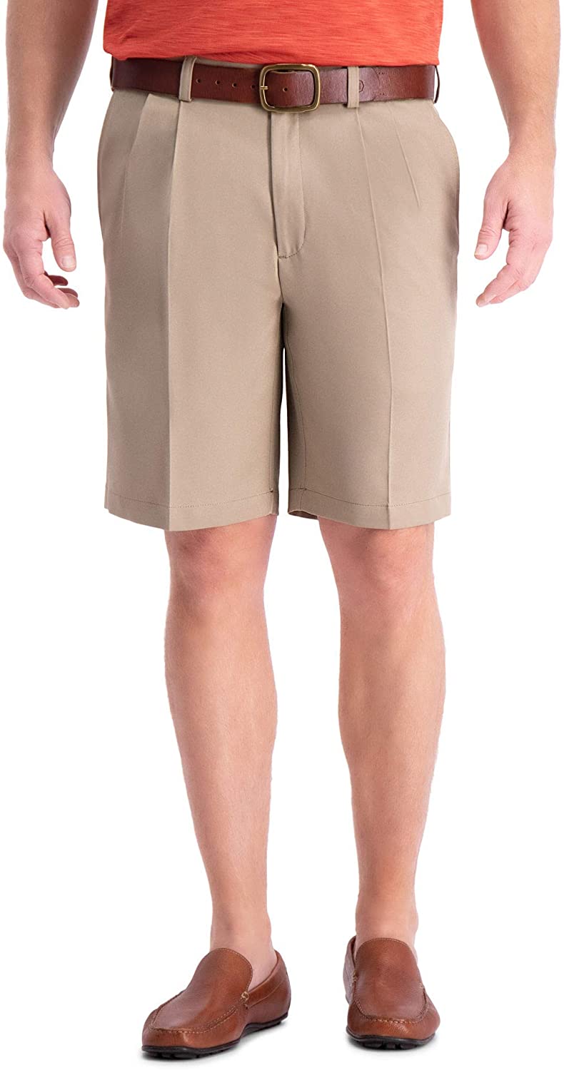 HAGGAR  MEN'S  COOL 18  PERFORMANCE PLEATED FRONT SHORT  SIZE 48 PUTTY  NWT 