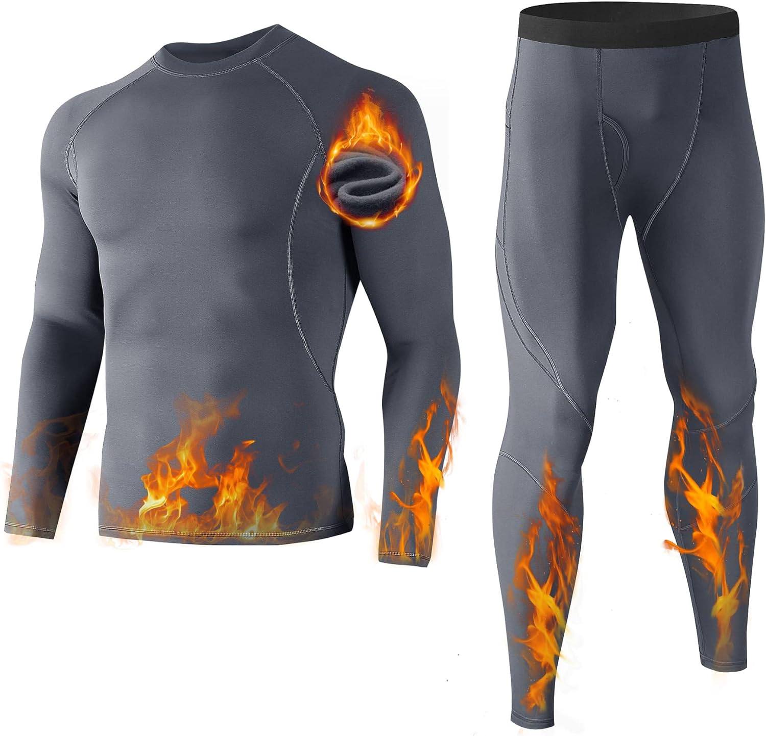 Heathyoga Mens Thermal Underwear Set Fleece Lined Long Johns Base