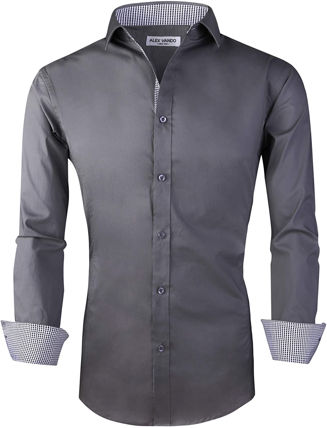Alex Vando Mens Dress Shirts Regular Fit Long Sleeve Men Button Down Shirt