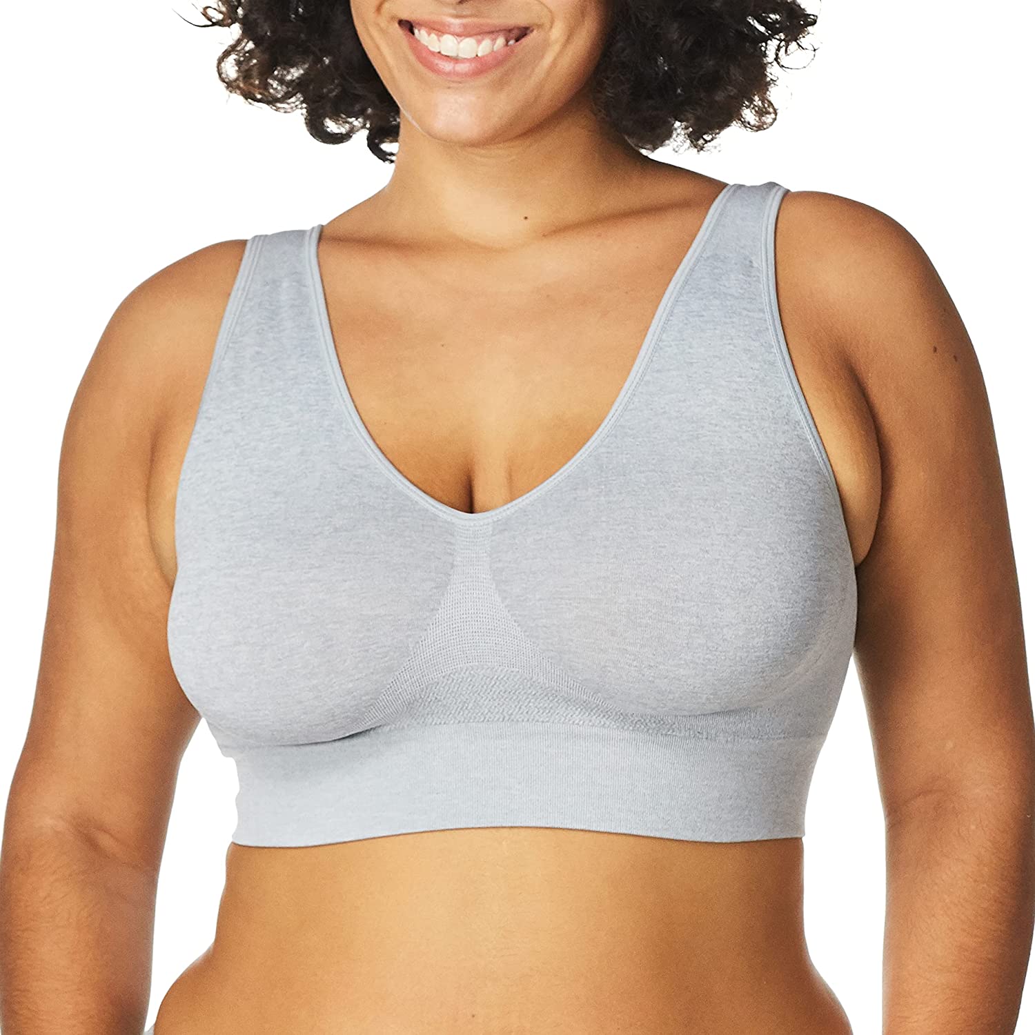 Hanes Womens Wireless Bra, Full-Coverage Pullover Stretch-Knit Bra,  Smoothing T