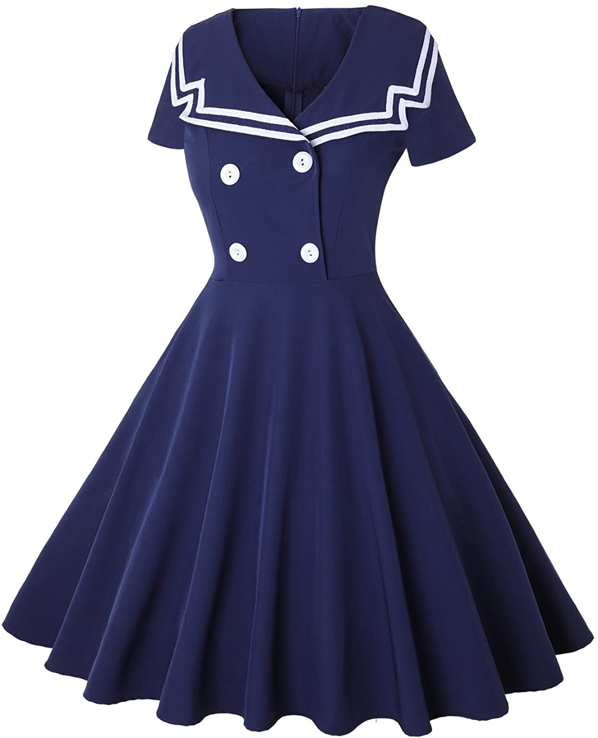 MISSJOY Halloween Sailor Dress for Women Fit and Flare Uniform Skirt ...