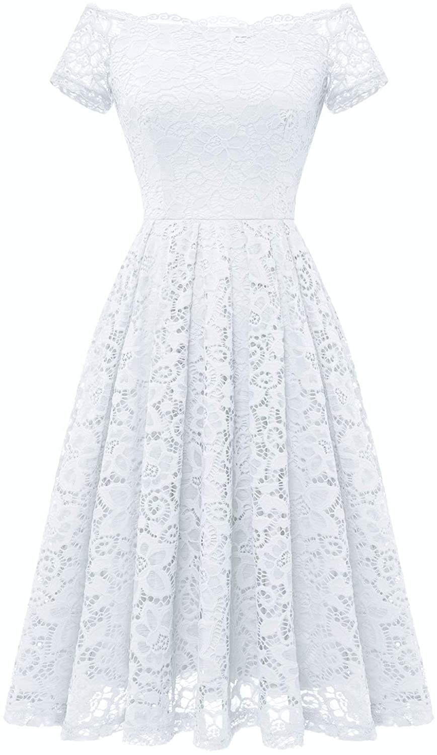 Dressystar Women's Lace Cocktail Dress Hi-Lo Off Shoulder Bridesmaid ...