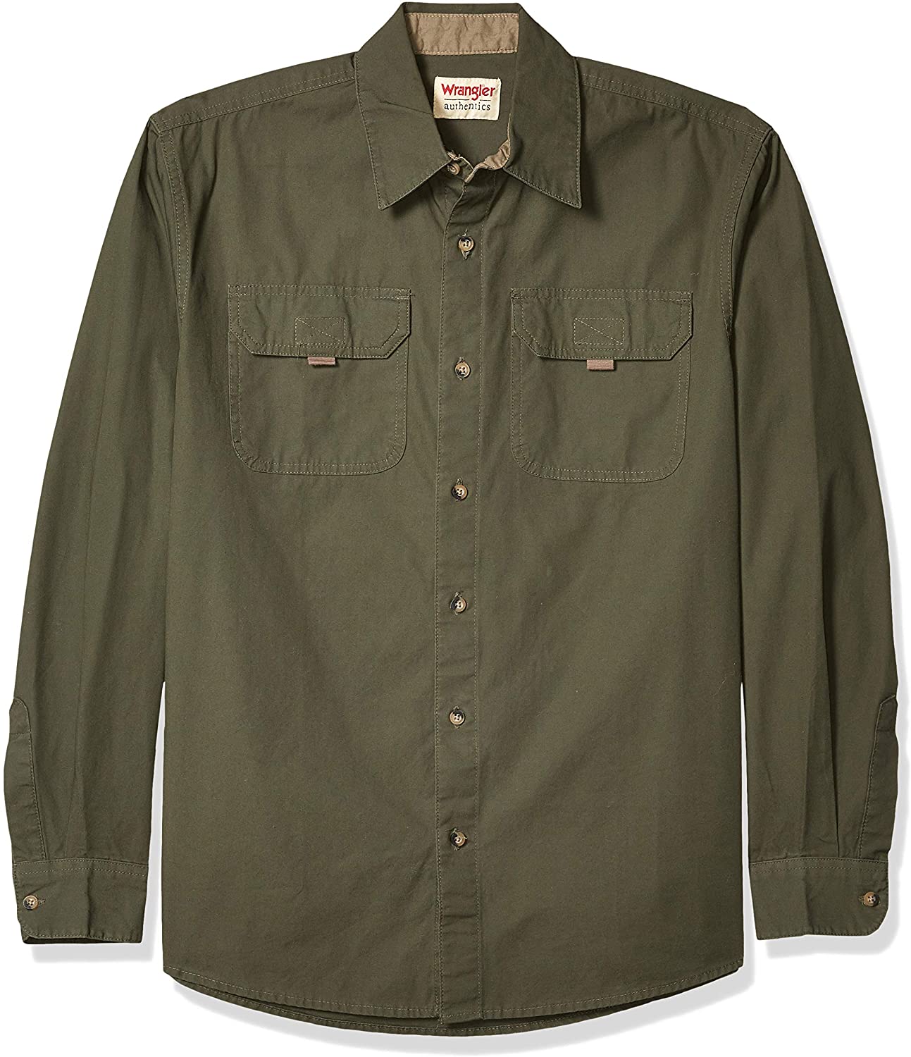 wrangler authentics men's long sleeve canvas shirt