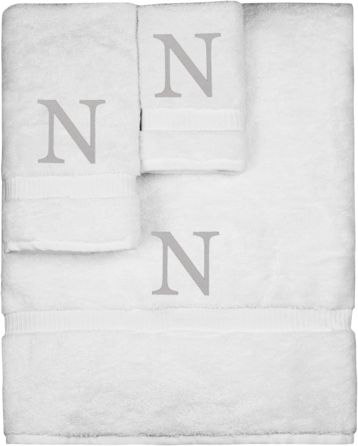 Monogrammed Towel Set, Personalized Gift, Set of 3- Black Block