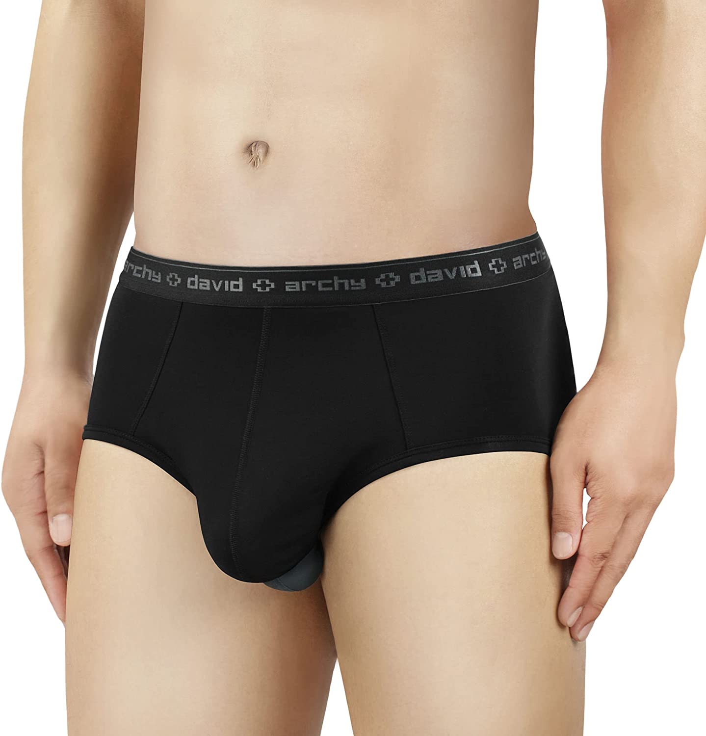 DAVID ARCHY Men's 4 Pack Micro Modal Separate Dual Pouch Briefs with Fly