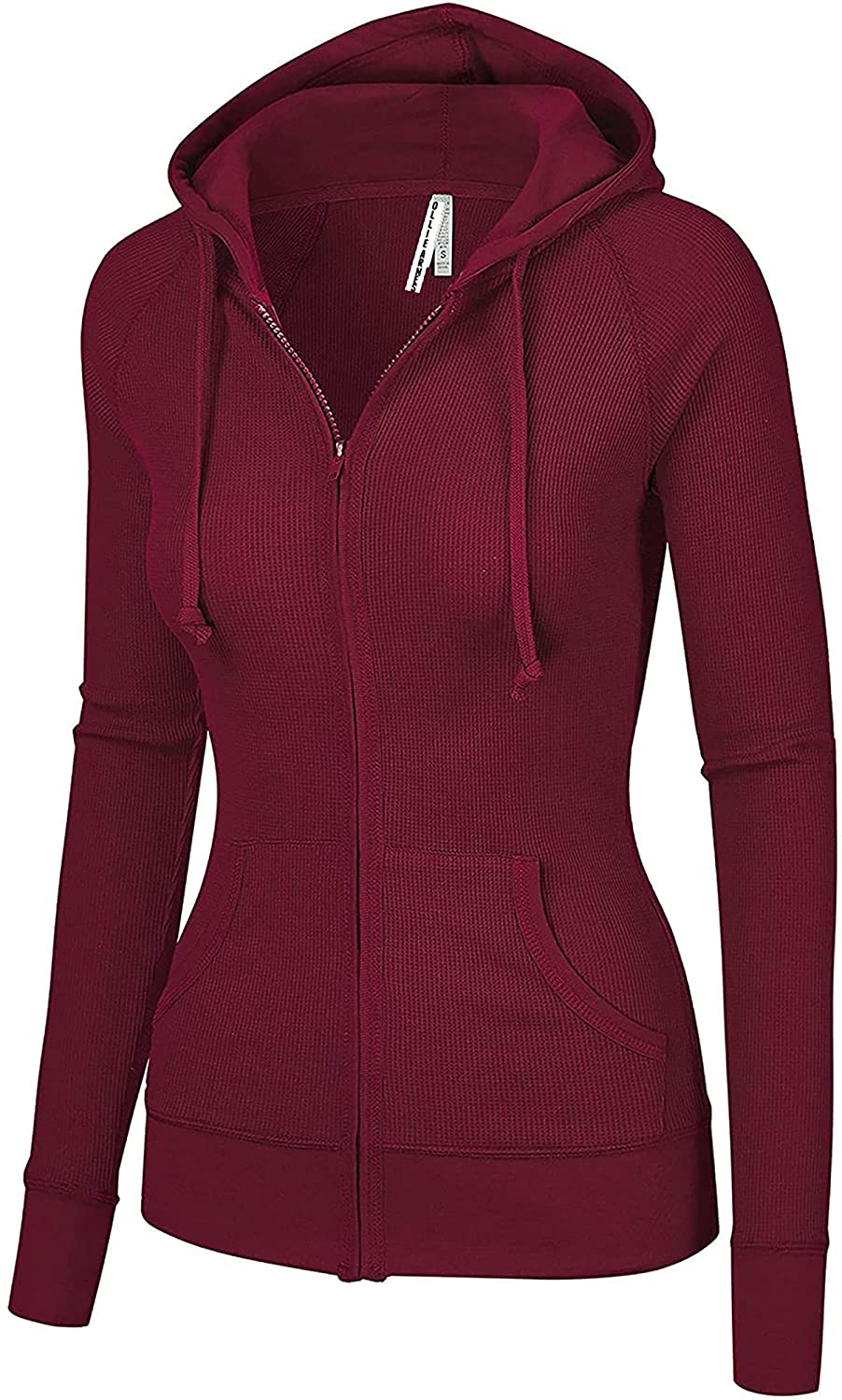 thumbnail 23  - OLLIE ARNES Women&#039;s Thermal Long Hoodie Zip Up Jacket Sweater Tops