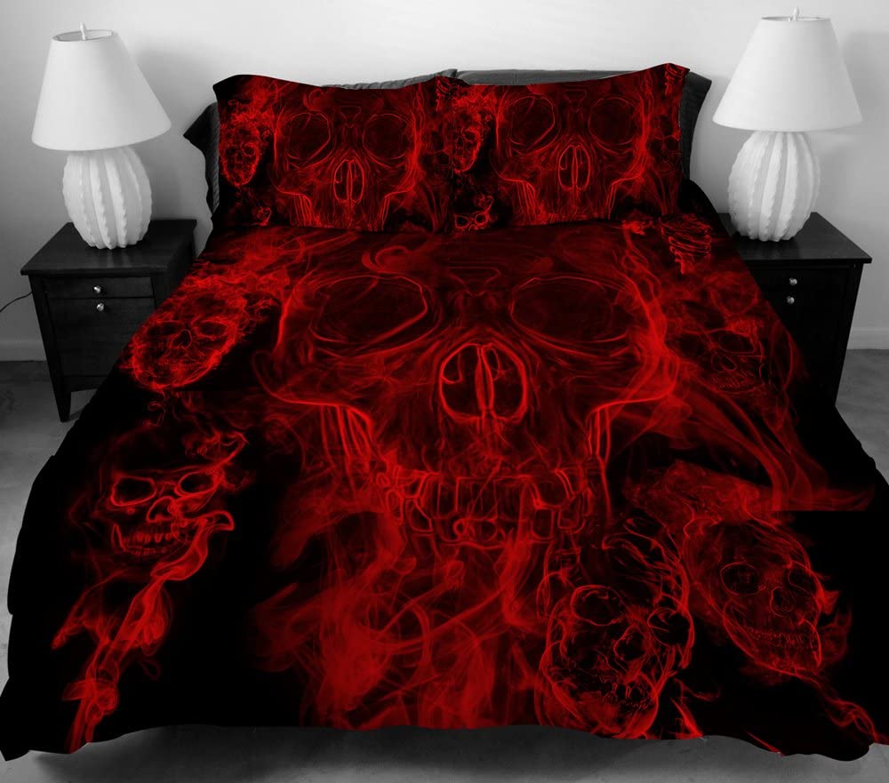 black and red bed covers