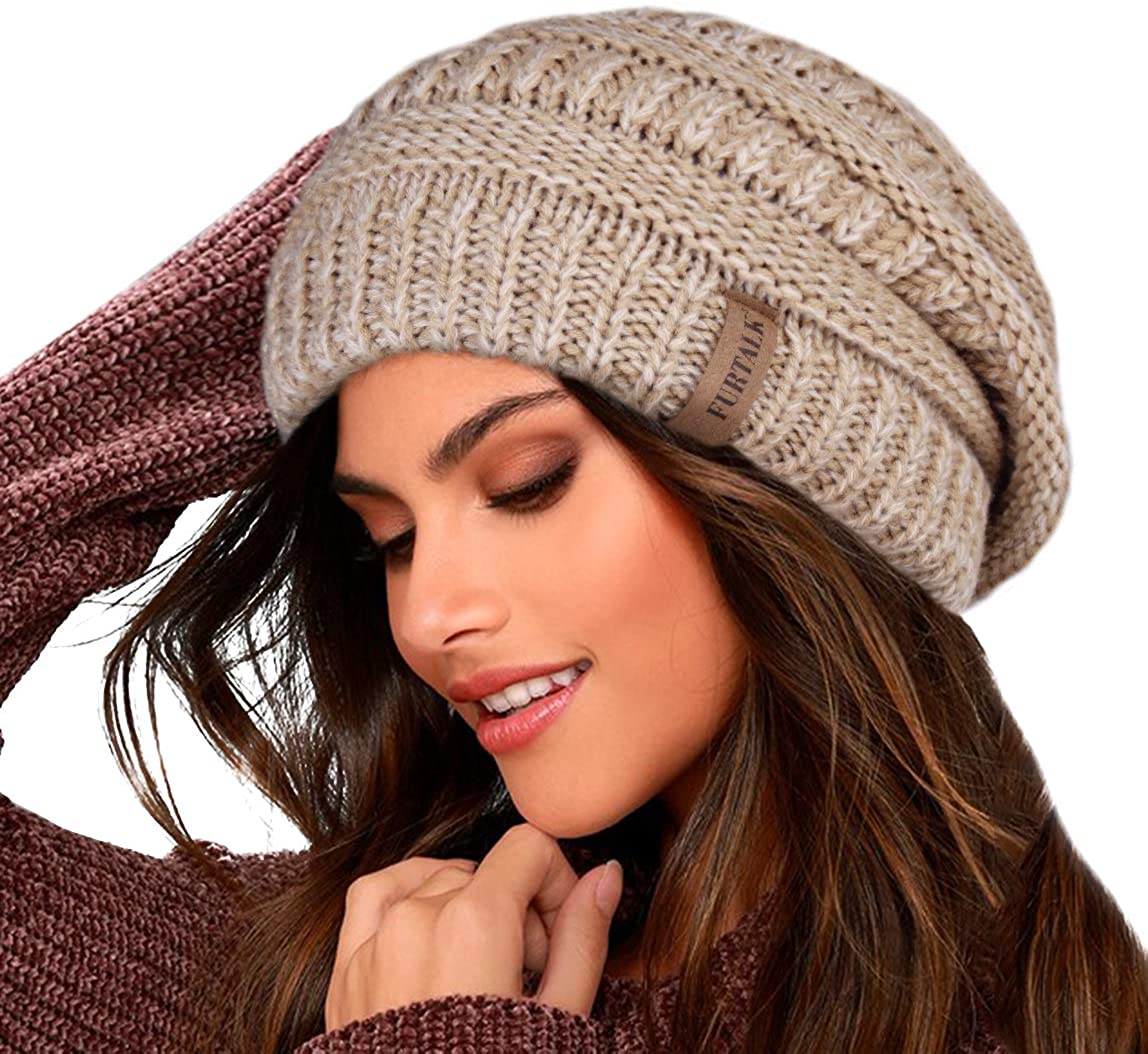 FURTALK Winter Beanie for Women Fleece Lined Warm Knit Skull Slouch Beanie Hat