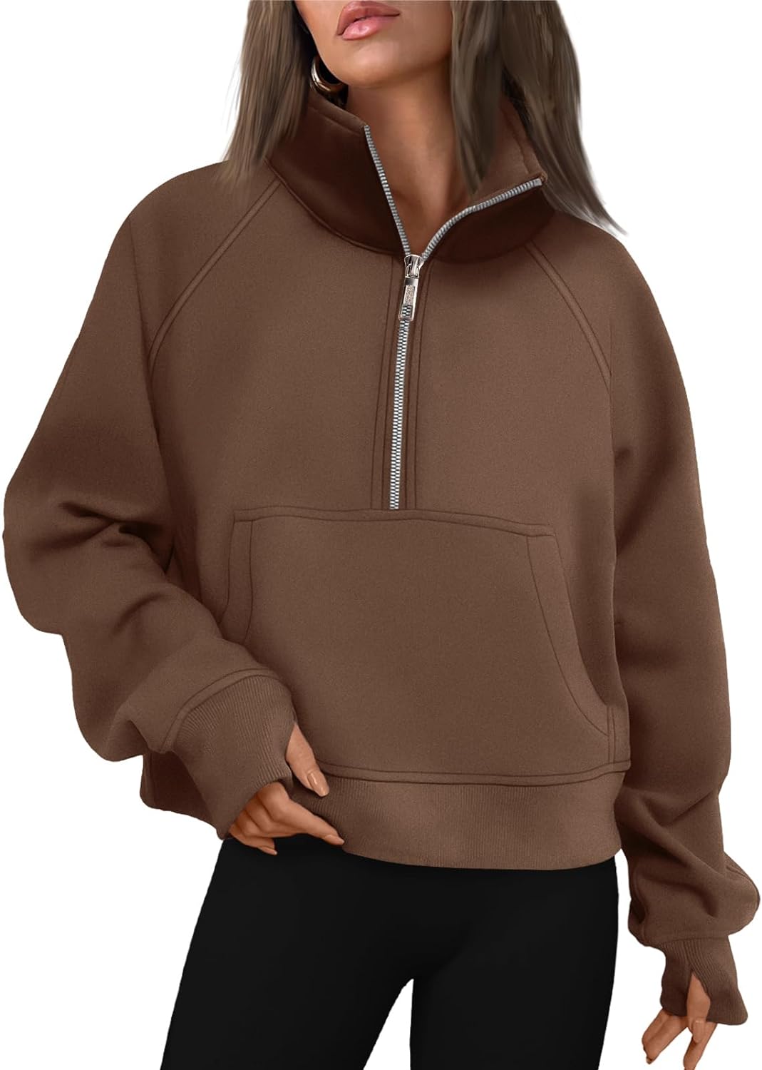 AUTOMET Womens Sweatshirts Half Zip Cropped Pullover Fleece Quarter Zipper  Hoodi