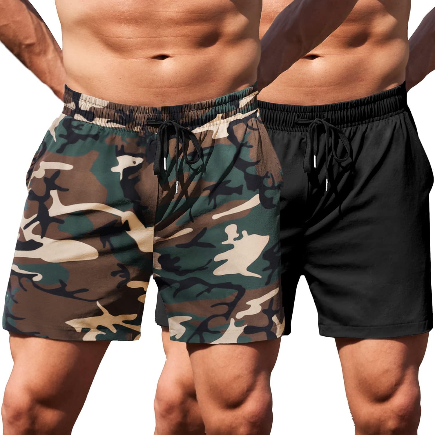 COOFANDY Men's Running Athletic Shorts 5 Inch 2 Pack Gym Workout Shorts  Fitted Exercise Hiking Shorts with Zipper Pocket
