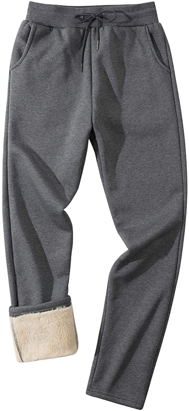Flygo Men's Sherpa Lined Athletic Sweatpants Winter Warm Fleece Track Pants  | eBay