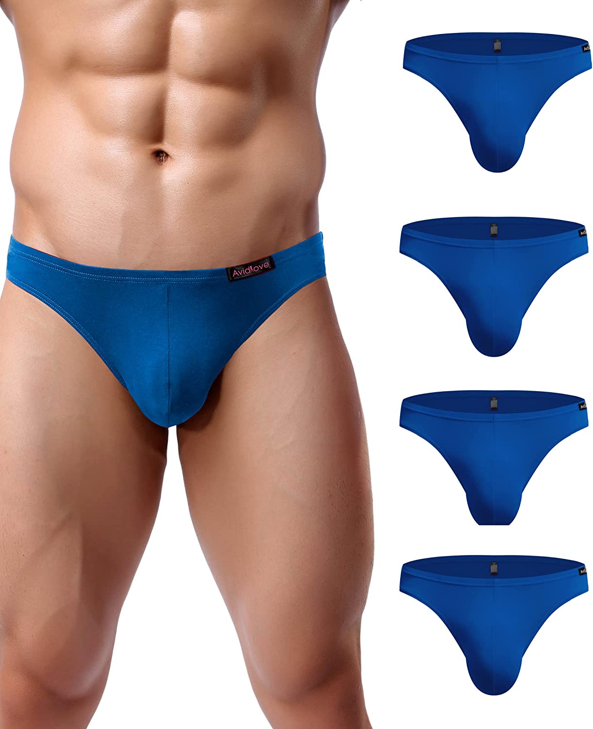 Avidlove Low Rise Briefs for Men Mens Underwear Bikini Briefs 4 Pack  Microfiber Thong Bikini Underwear（Black/Orange/Purple/Fluorescent Pink L) 