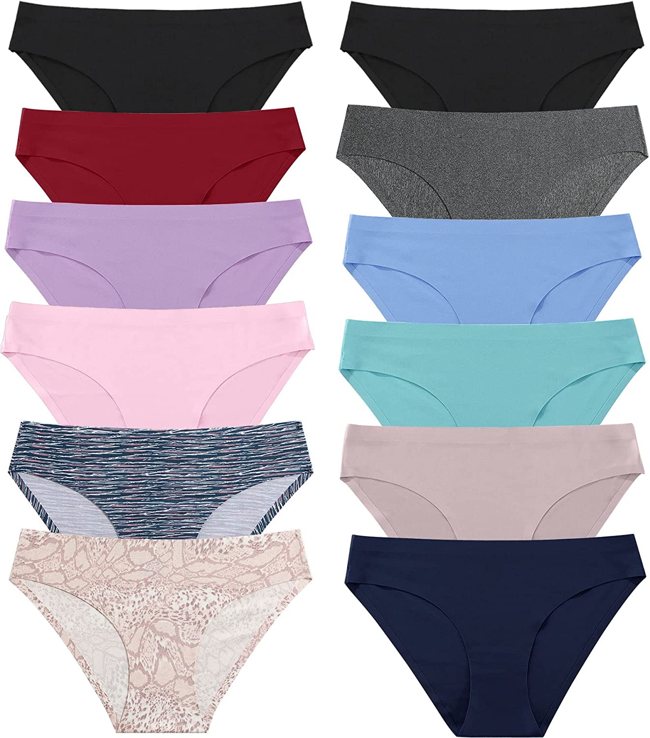 Womens Seamless Hipster Underwear 6 Pack No Show Panties Invisibles Briefs