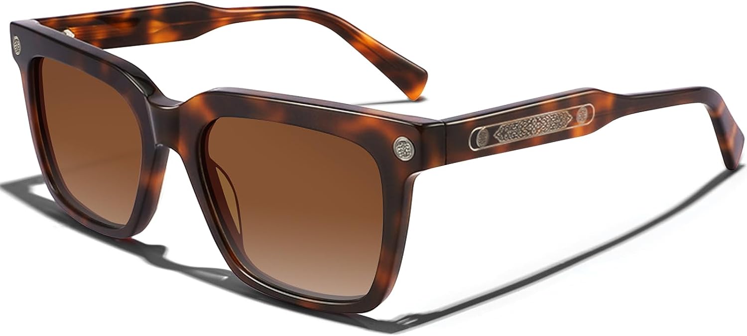 CARFIA Curved Acetate Polarized Sunglasses for Men UV Protection, Retro  Cool Dri