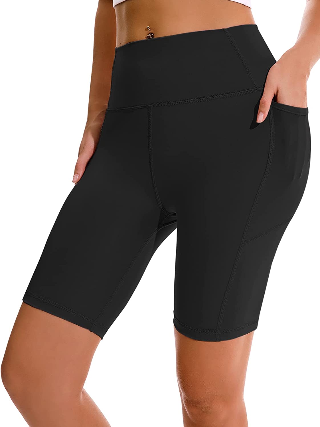 APEXUP Workout Shorts, 8 Biker Shorts Women High Waist, Spandex Yoga  Shorts wit