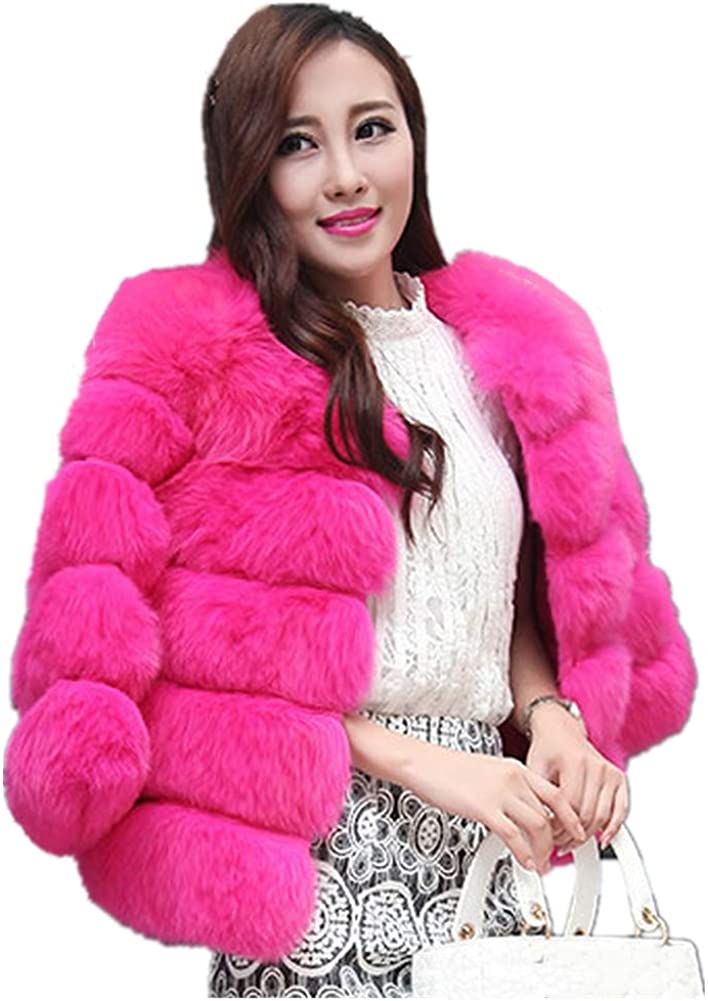 Women Winter Furs Coat Jacket Luxury Faux Fox Fur Coat Slim Long 
