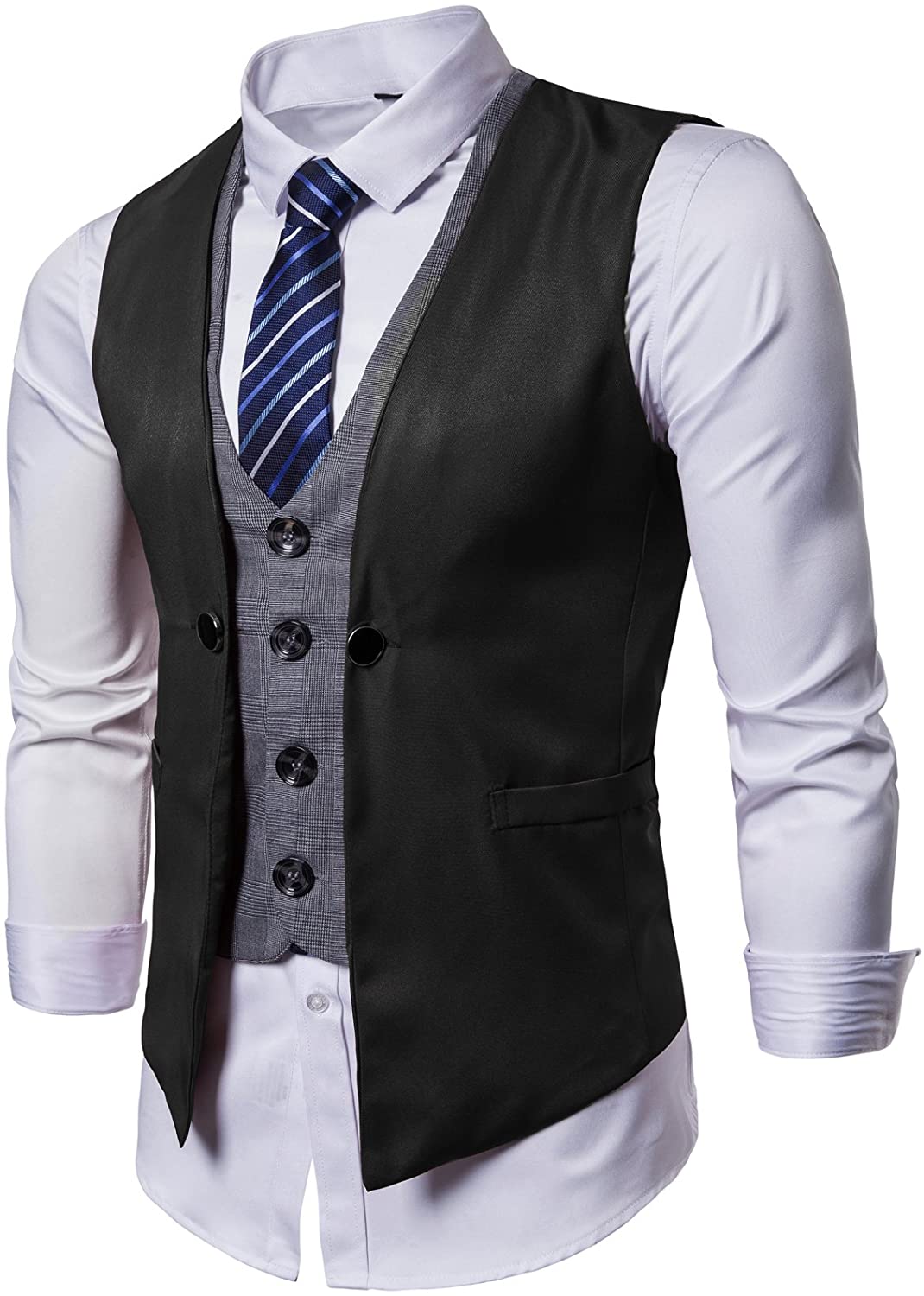 Details about   Men's Formal Vest Striped Adjustable Suit Vest Snooker Bowling Billiards players
