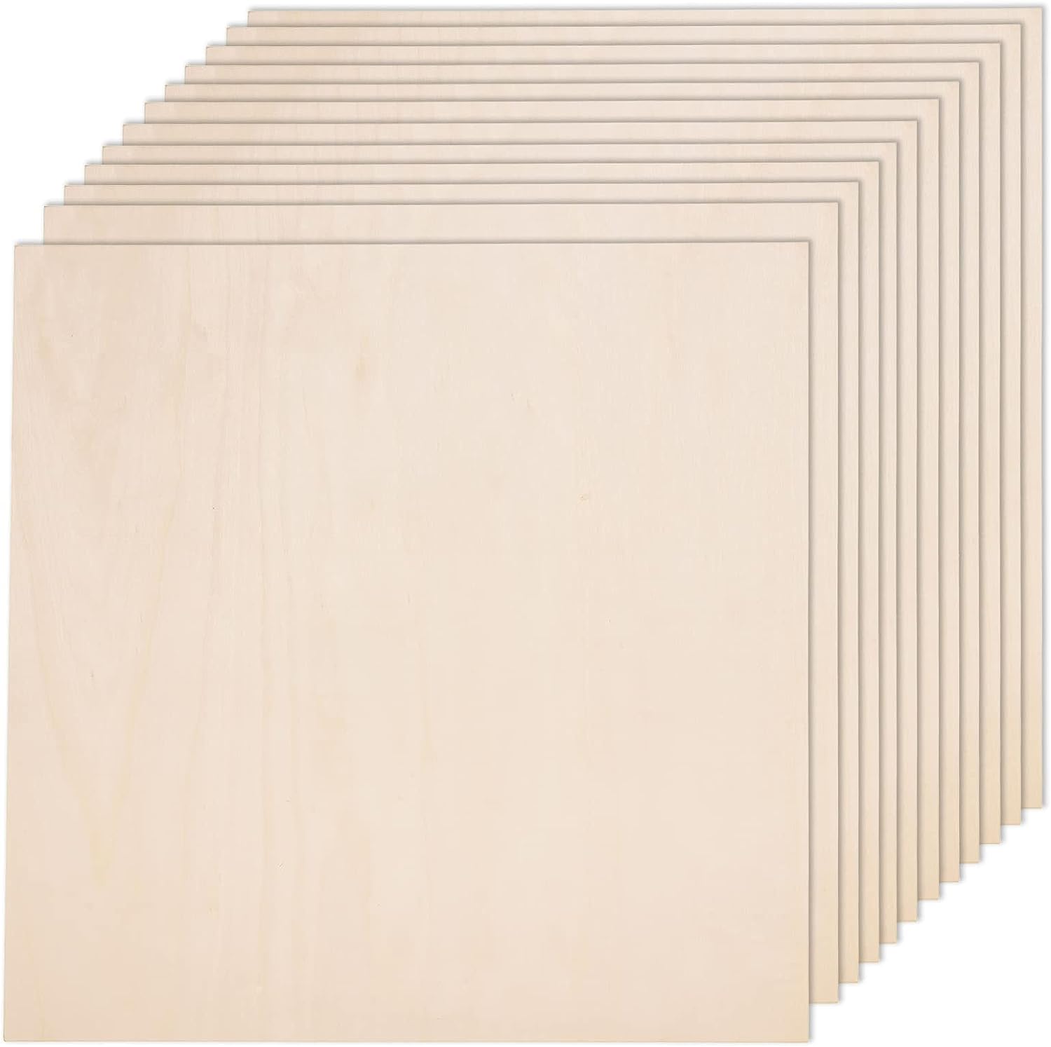  10 Pack Basswood Sheets 1/8 inch Plywood- 12 x 12 inch