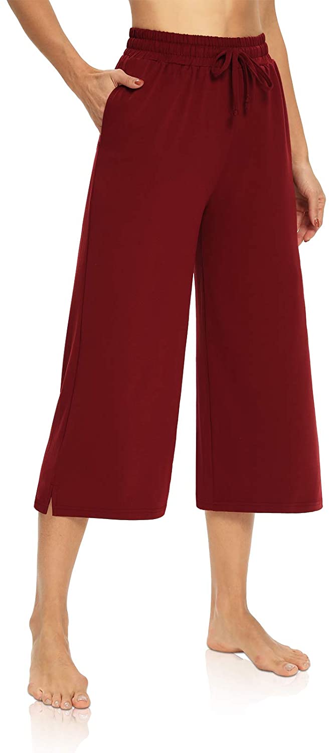  DIBAOLONG Capris for Women Casual Summer Wide Leg Capri Pants  Loose Comfy Drawstring Lounge Yoga Crop Pants with Pockets White M :  Clothing, Shoes & Jewelry