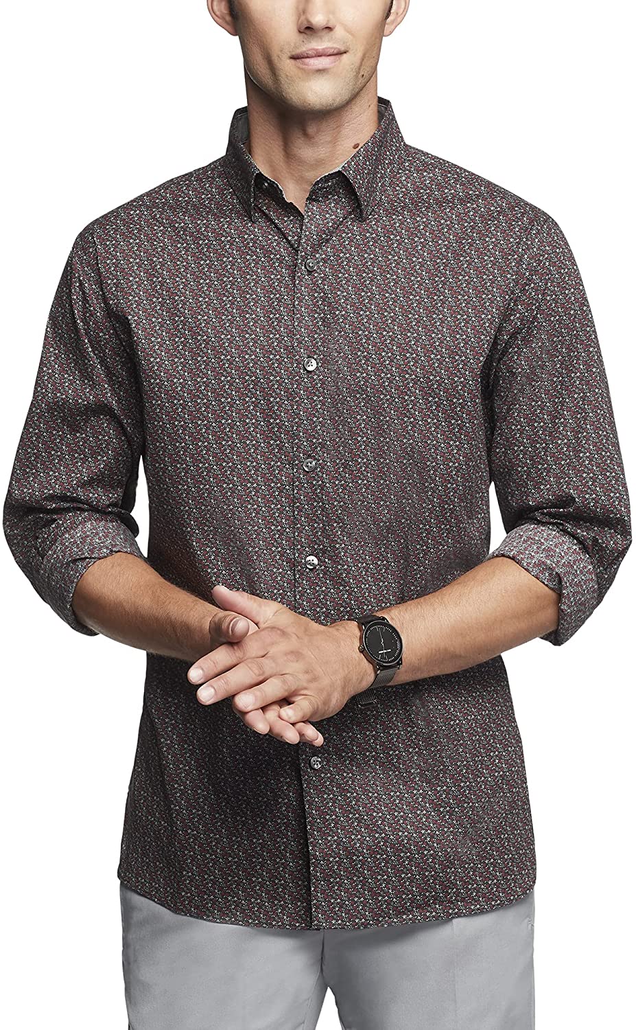 Van Heusen Men's Big Stain Shield Never Tuck Stretch Pattern