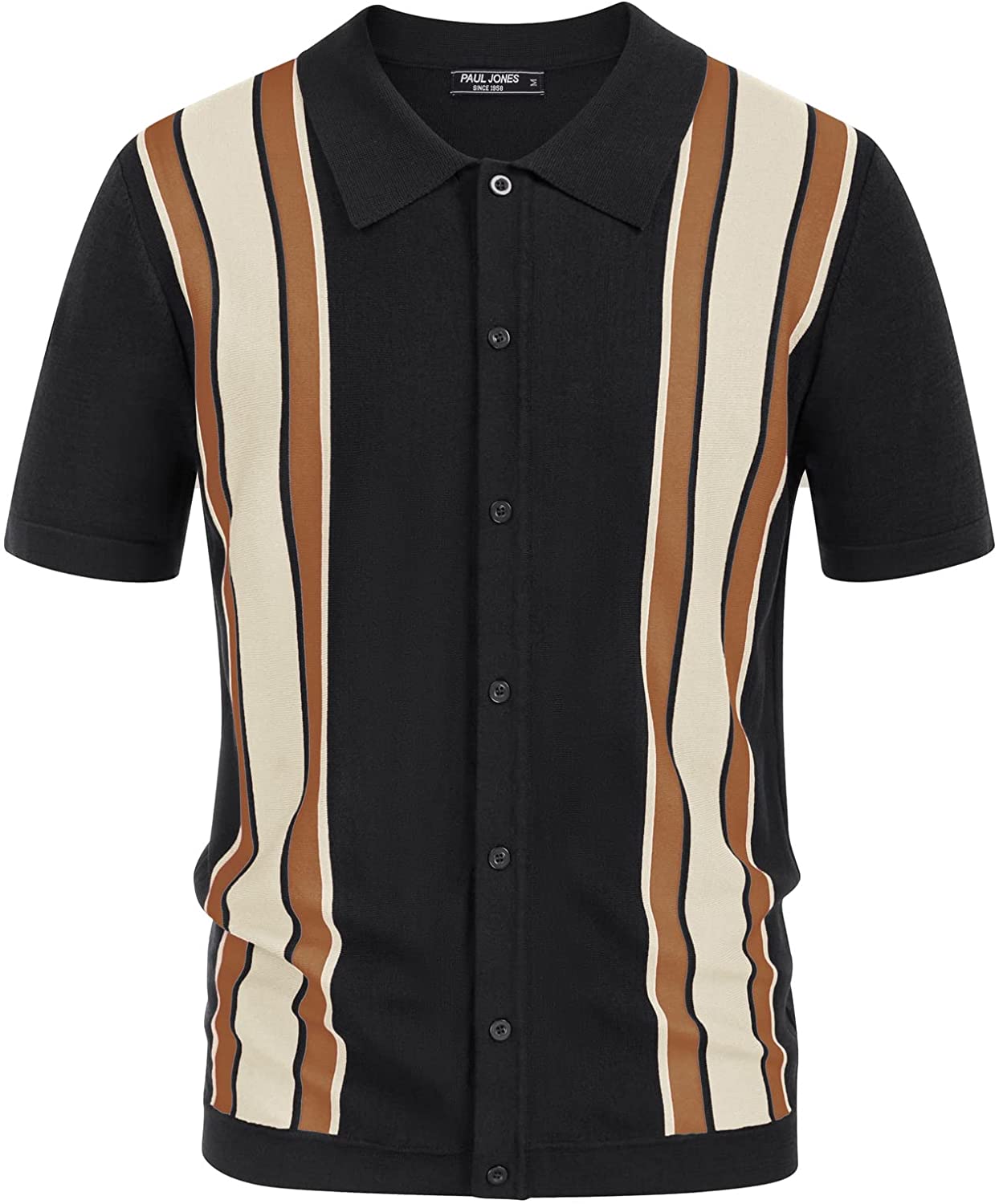 PJ PAUL JONES Mens Polo Shirts Vintage Striped Lightweight Knitting ...