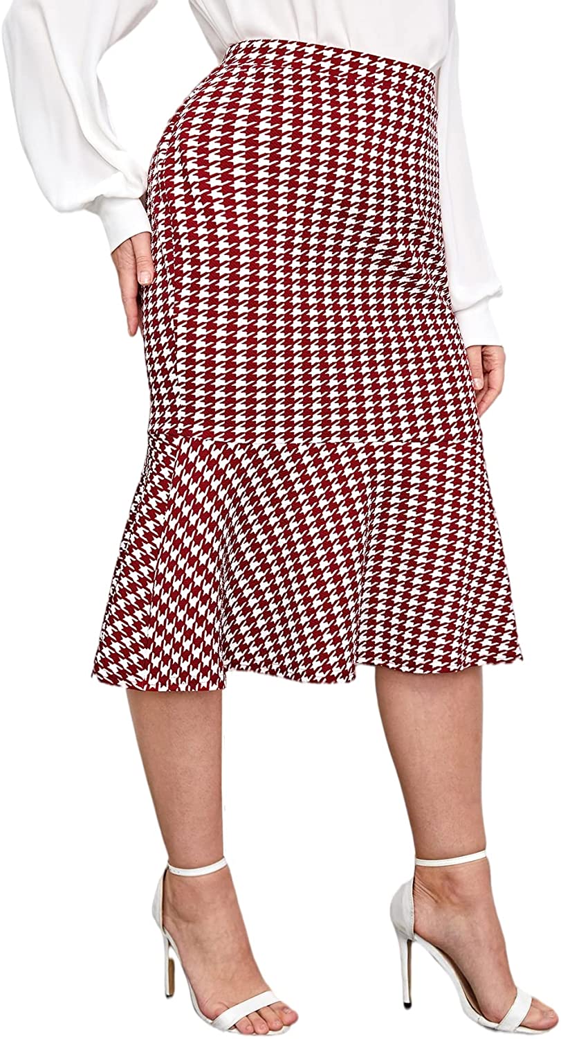 MakeMeChic Womens Plus Size Split Hem High Waist Bodycon Maxi Pencil Skirt 