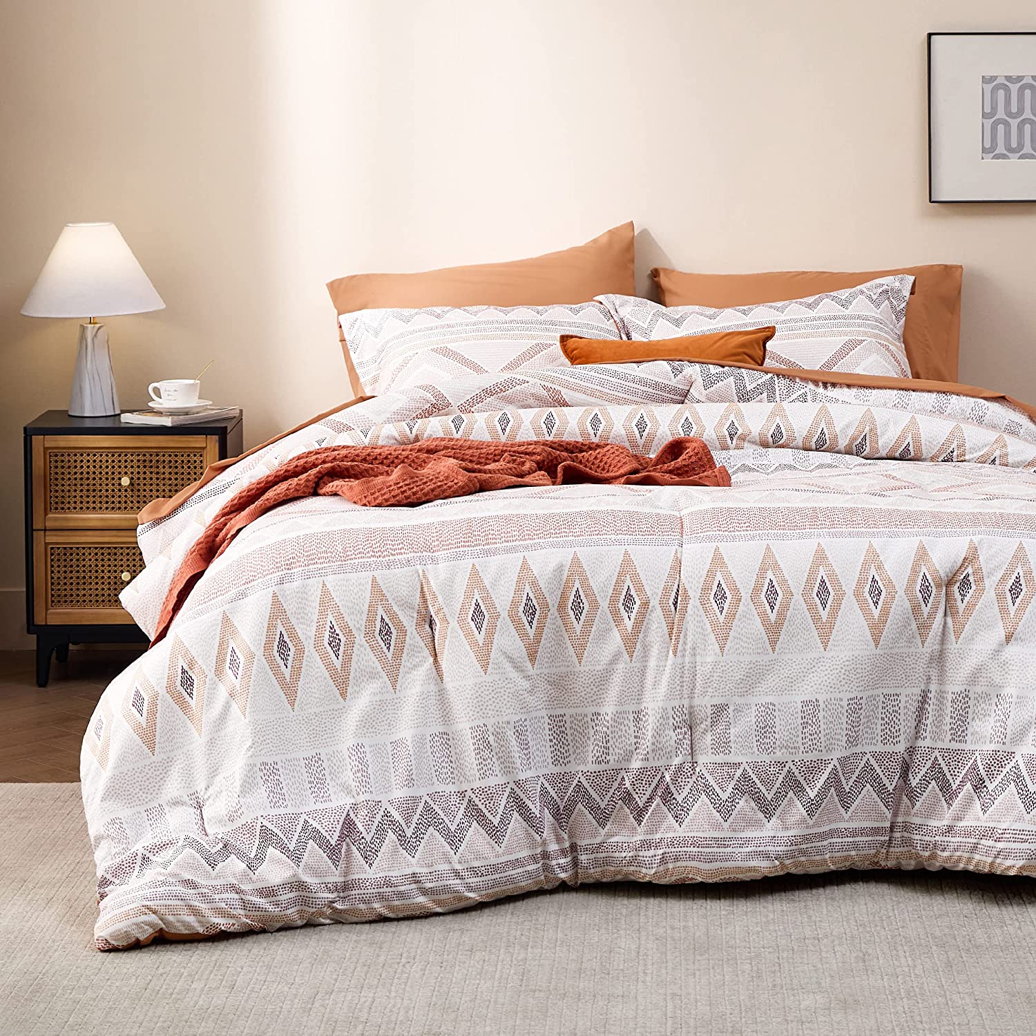  Bedsure Queen Comforter Set 7 Pieces - Navy Blue