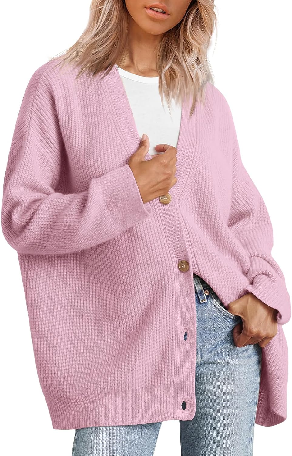 LILLUSORY Women's Petite Cardigan Sweaters Open Front Button Down Chunky  Knit Tweed Cardigans Jackets with Pockets Cream at  Women's Clothing  store